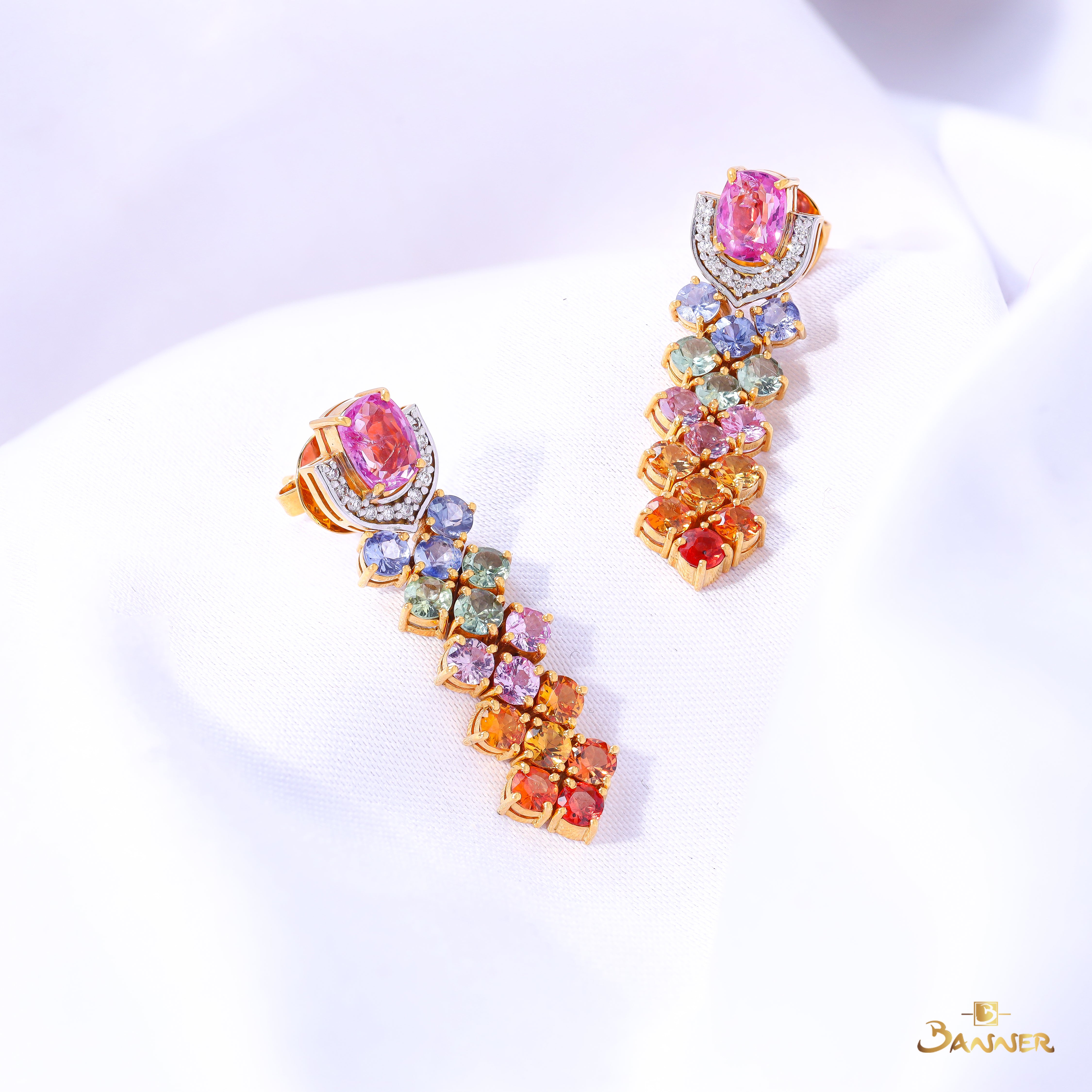 Multi-Colored Sapphire Rainbow Earrings