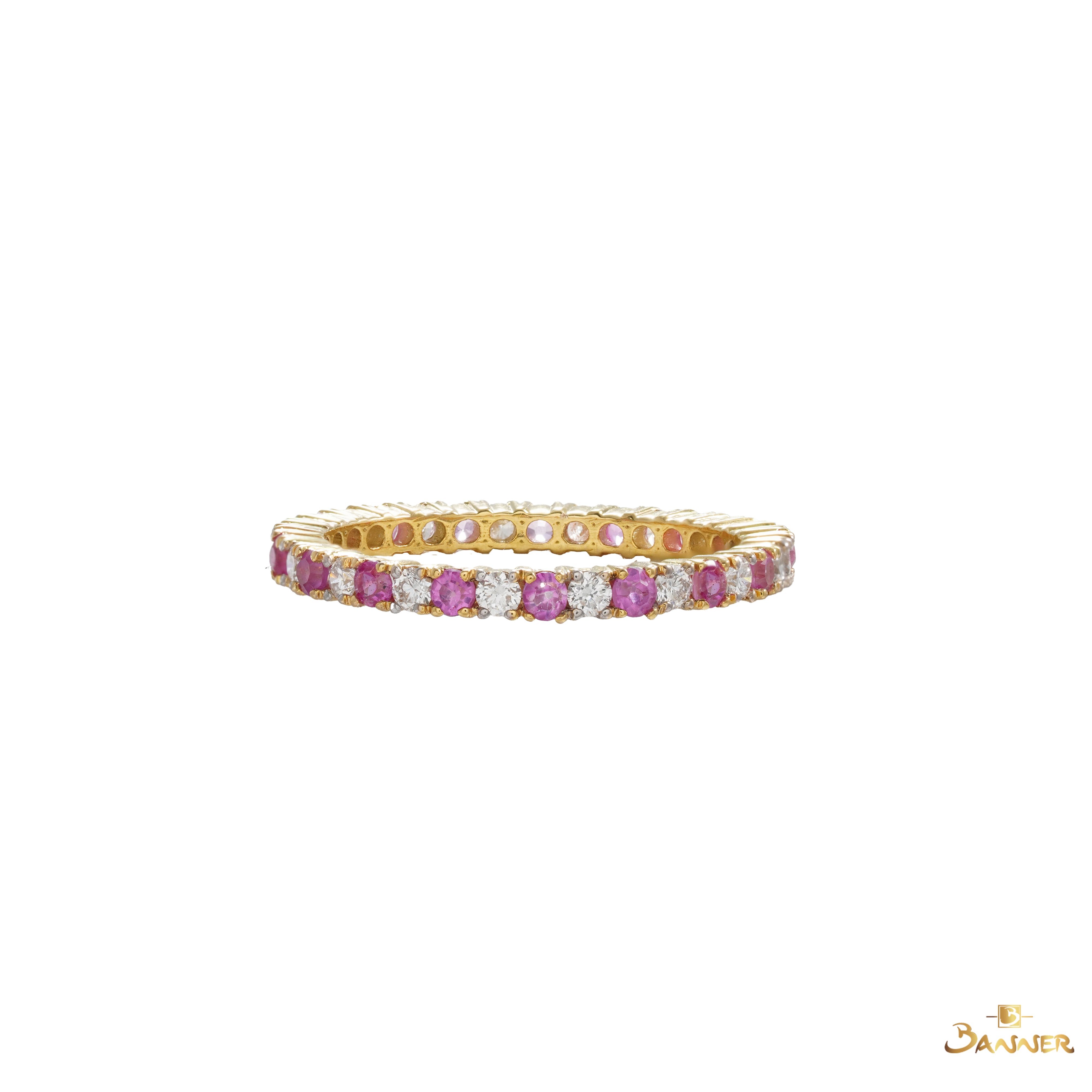 Multi-color Sapphire and Diamond Zig-zag Ring