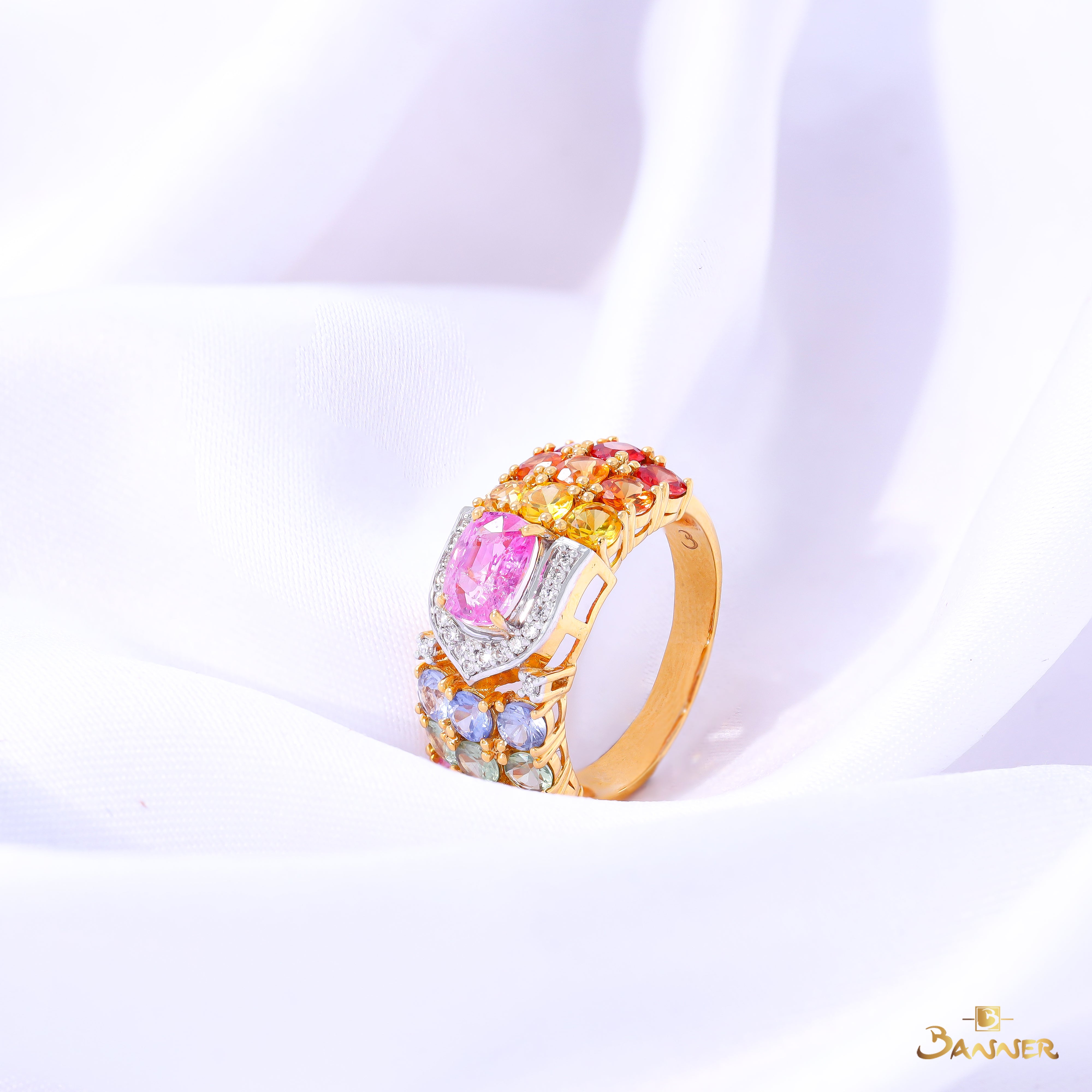 Multi-Colored Sapphire Rainbow Ring