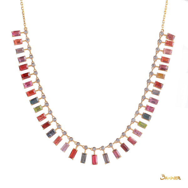 Multi-colored Spinel and Diamond Necklace