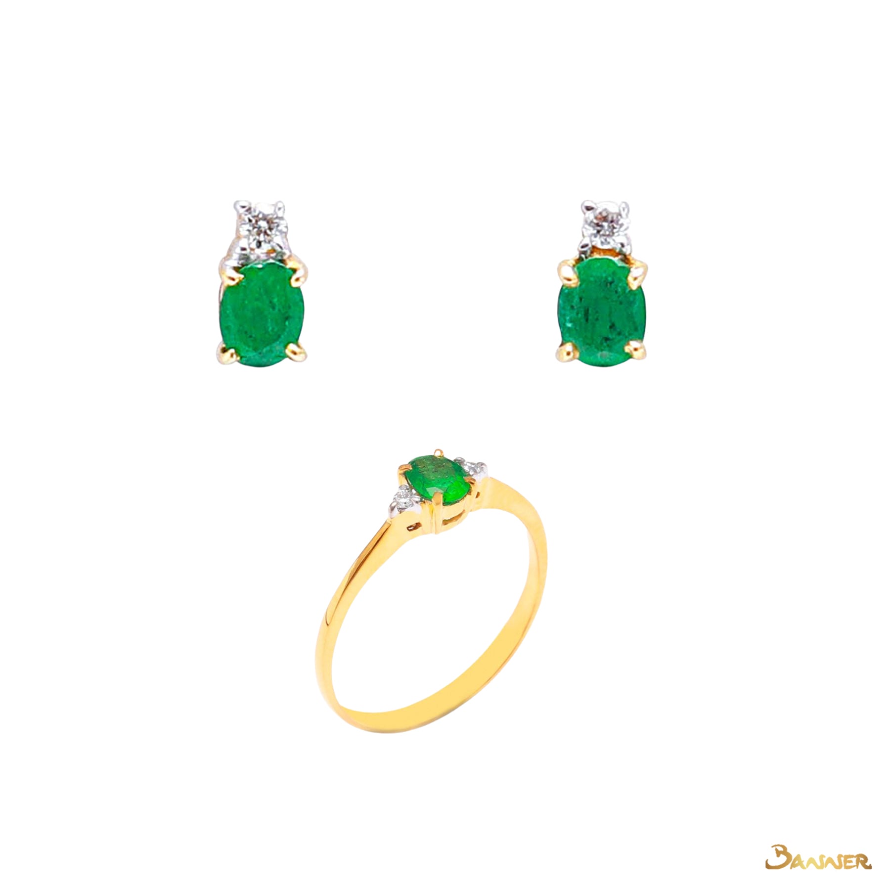 Emerald and Diamond Petite Set