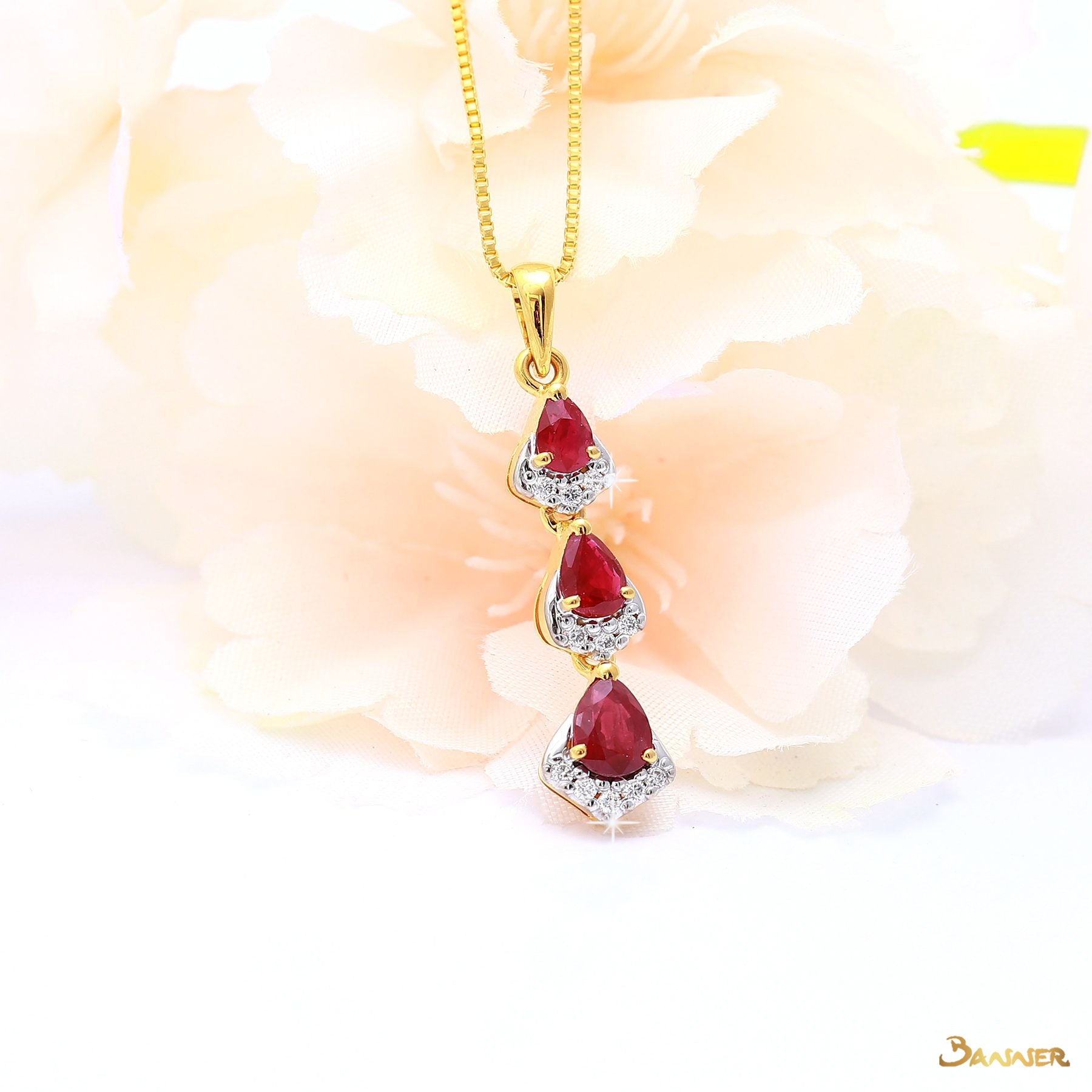 Ruby and Diamond Rain-drop Set