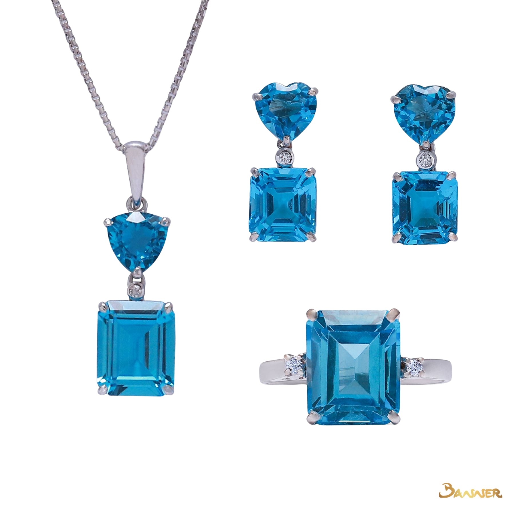 Blue Topaz and Diamond Set