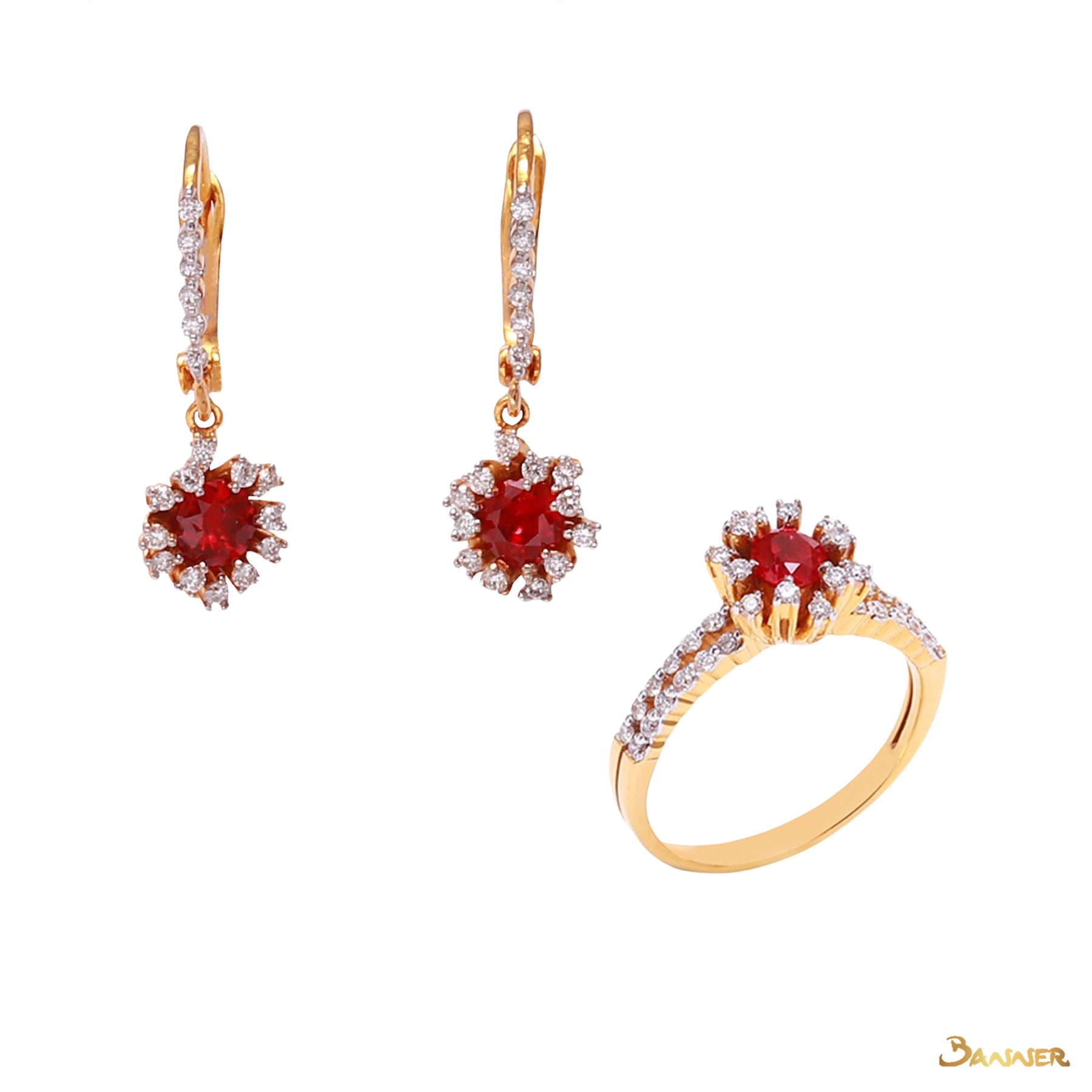 Ruby and Diamond Rose Set