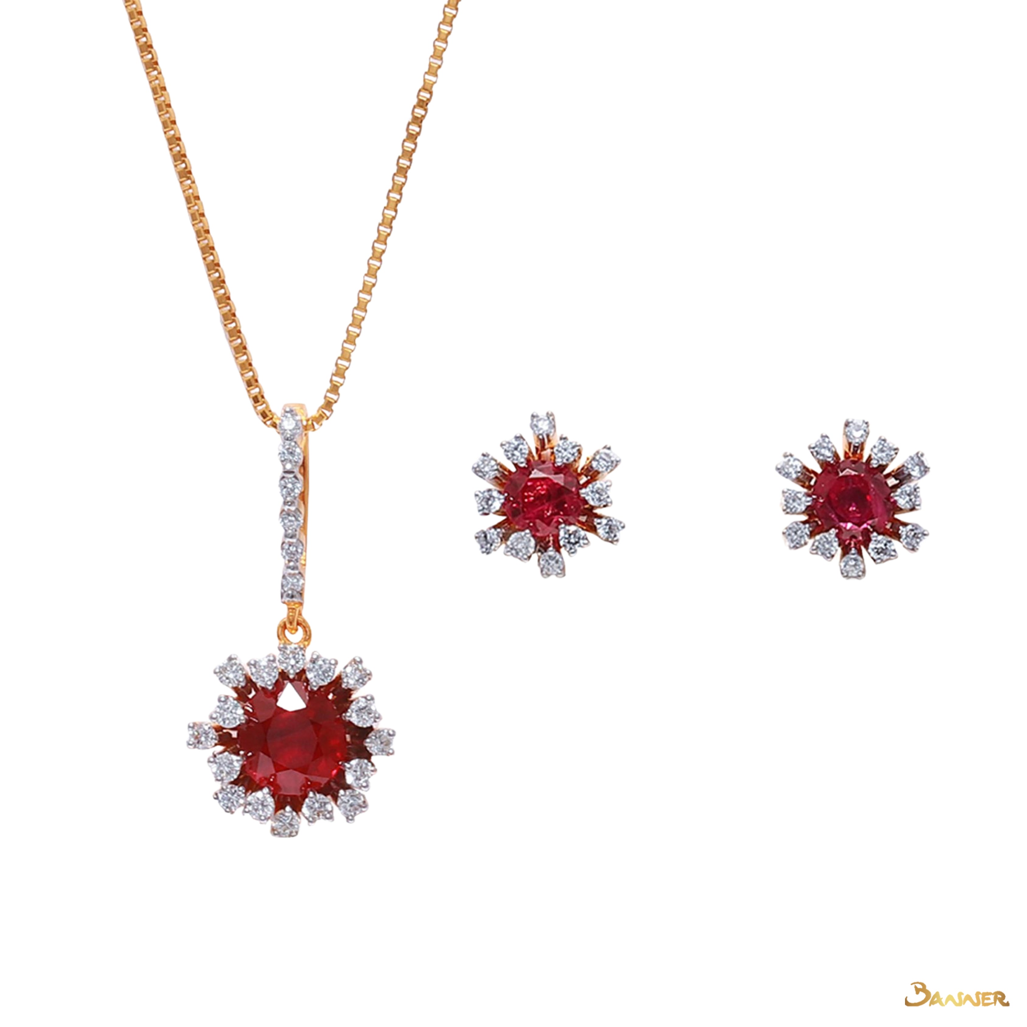 Ruby and Diamond Rose Set