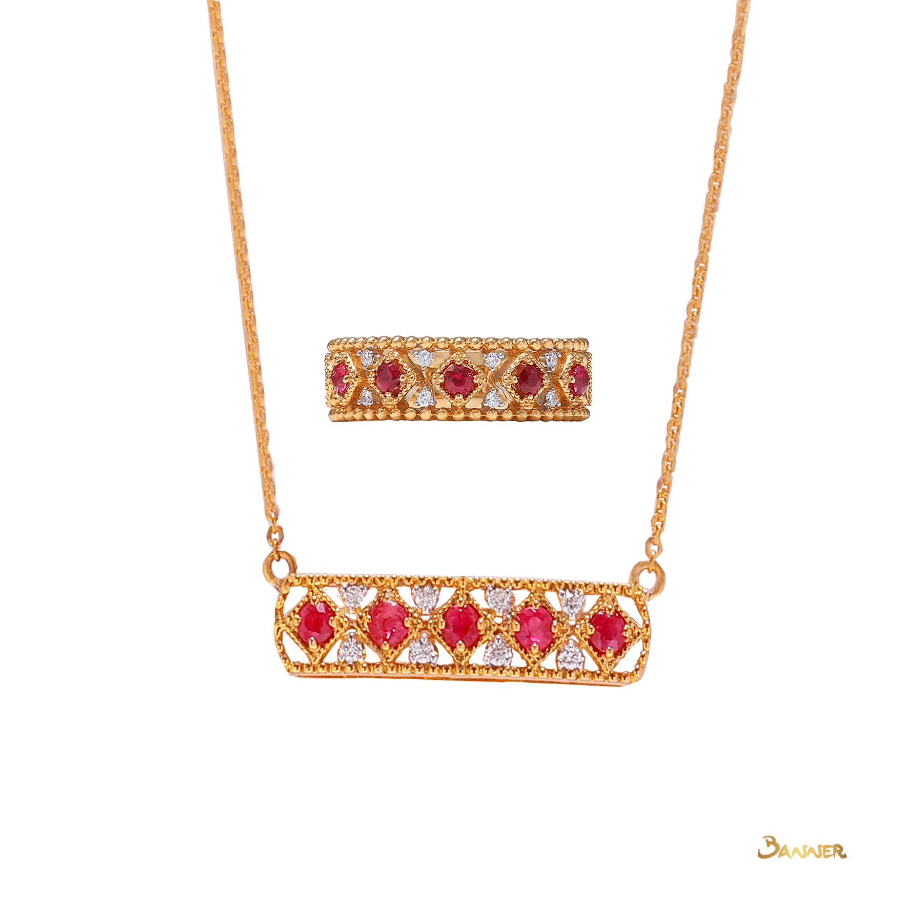 Ruby and Diamond Vintage Set