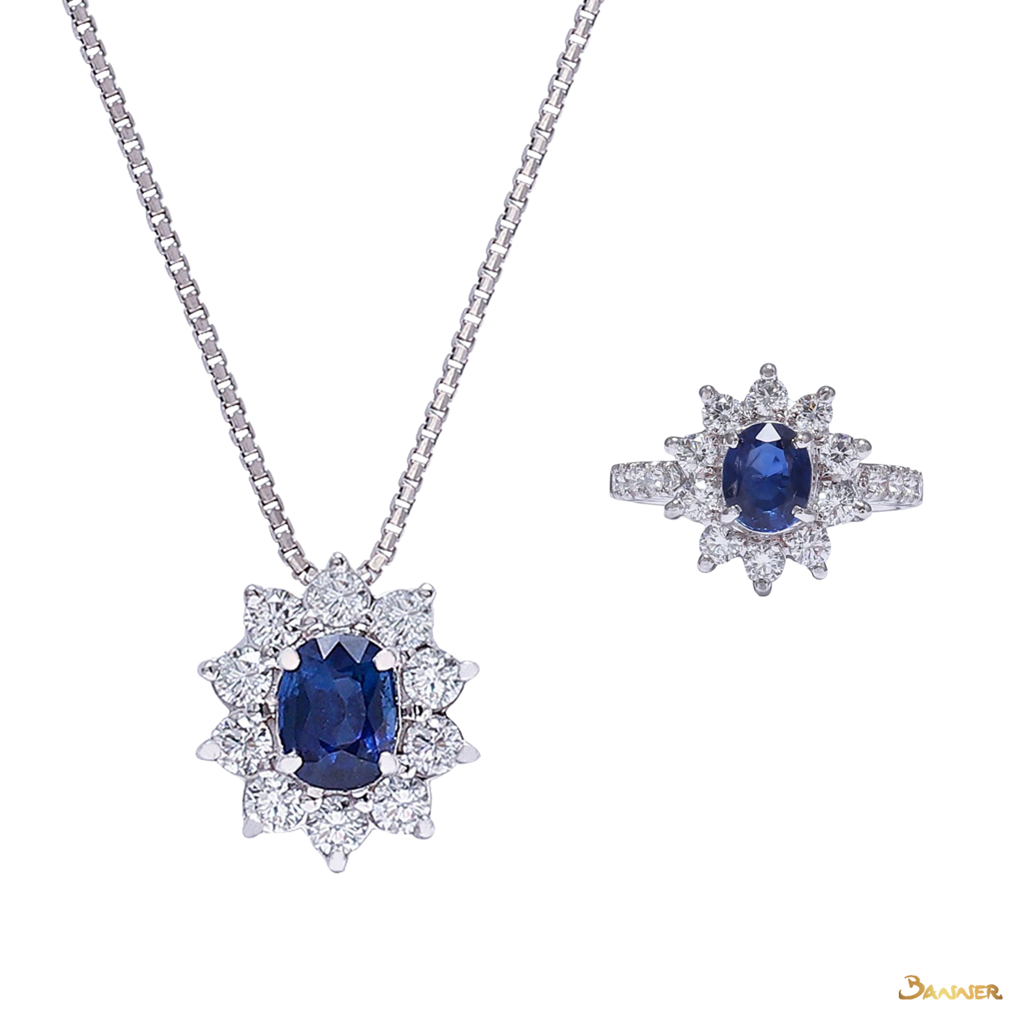 Sapphire and Diamond Sunflower Set