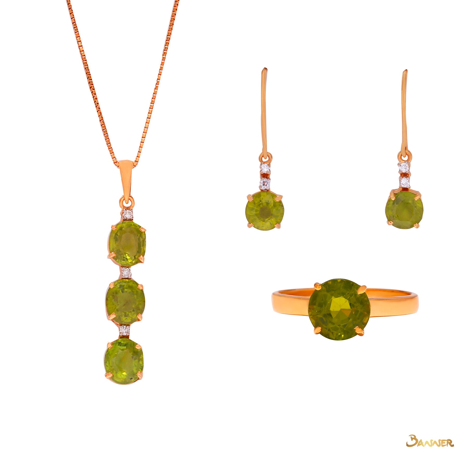 Peridot and Diamond Simple Set