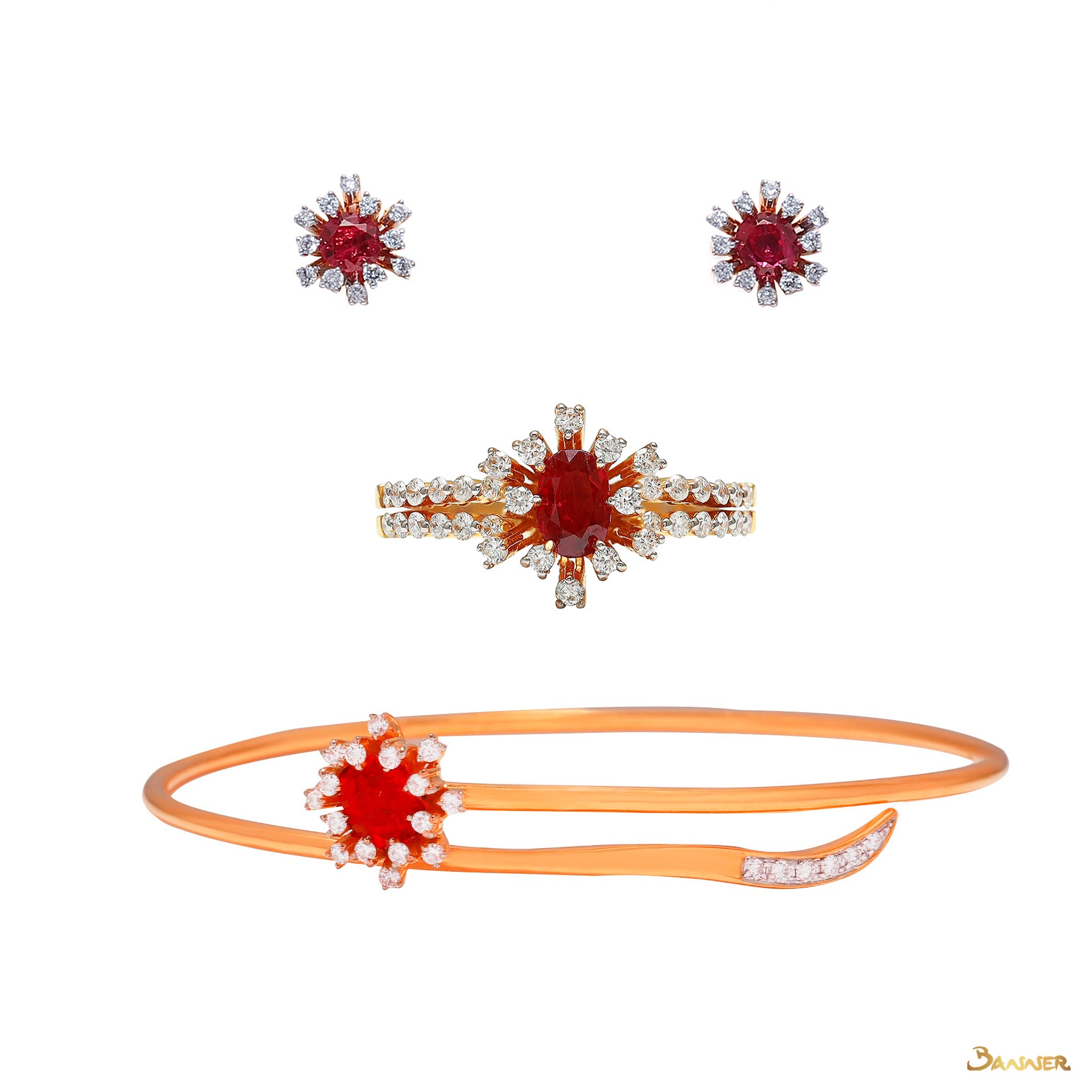 Ruby and Diamond Rose Set