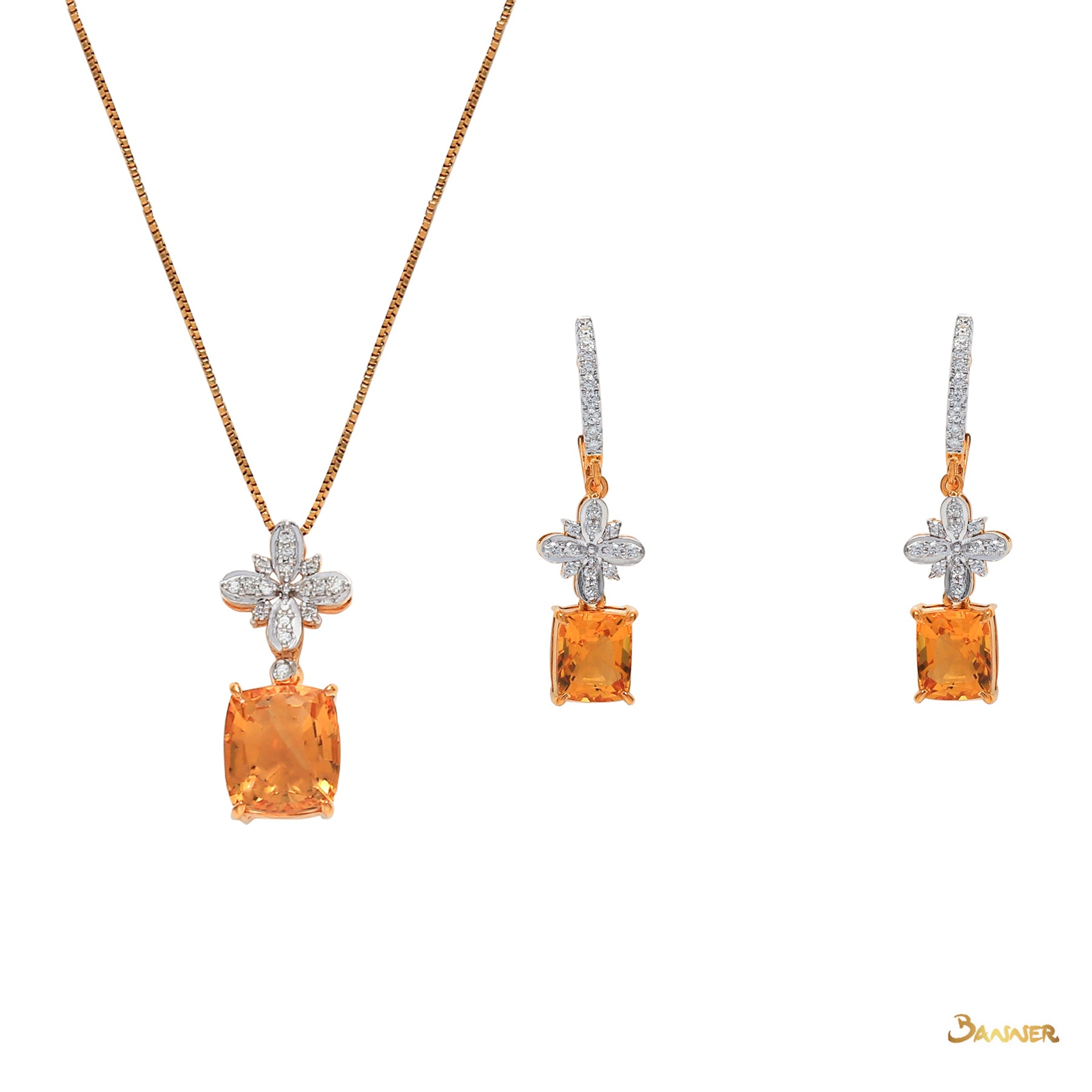 Citrine and Diamond Floral Set