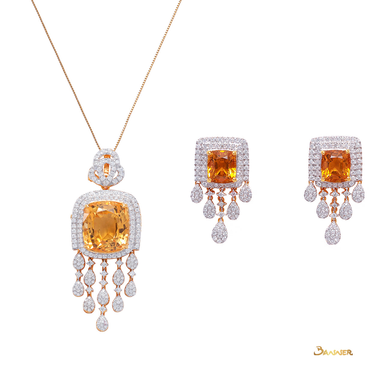 Citrine and Diamond Elegant Set