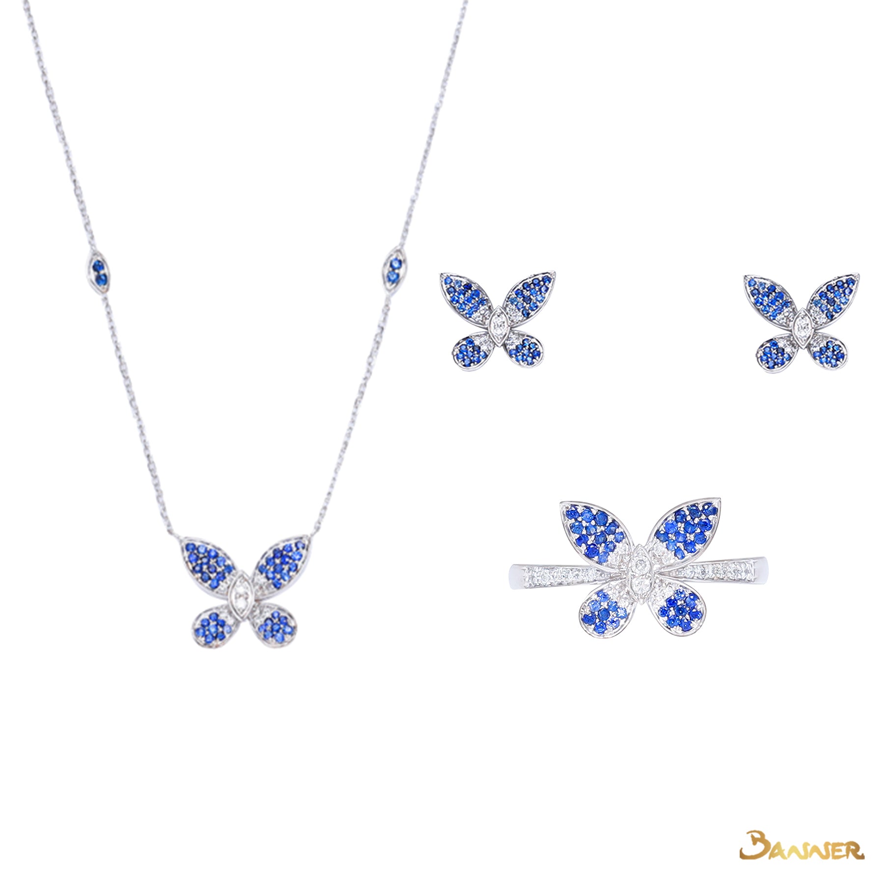 Sapphire and Diamond Butterfly Set