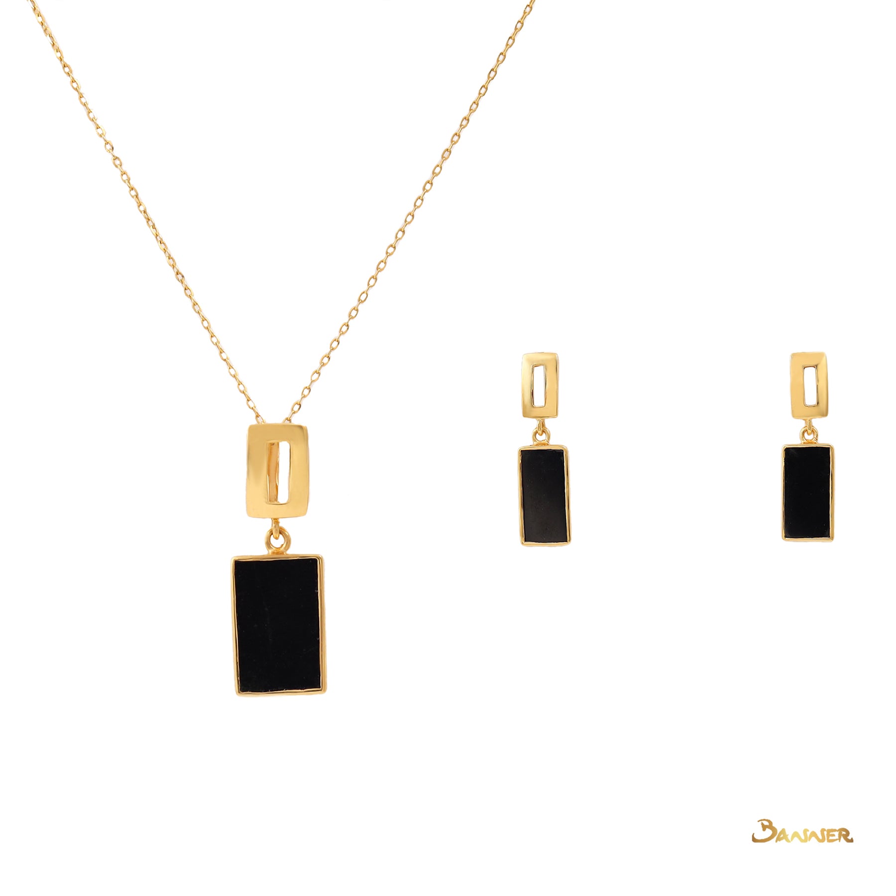 Black Jade Rectangle Shape Set