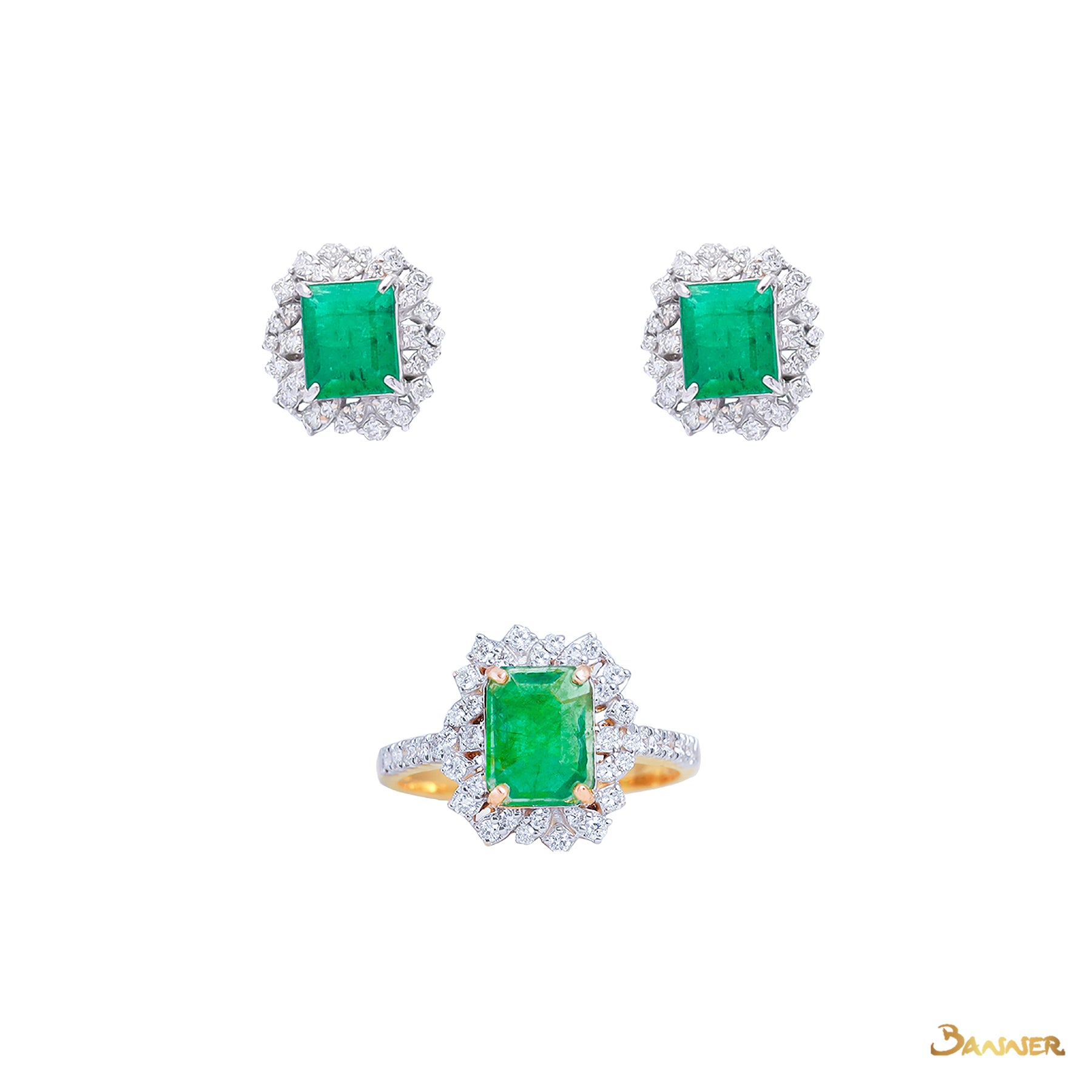 Emerald and Diamond Abstract Set