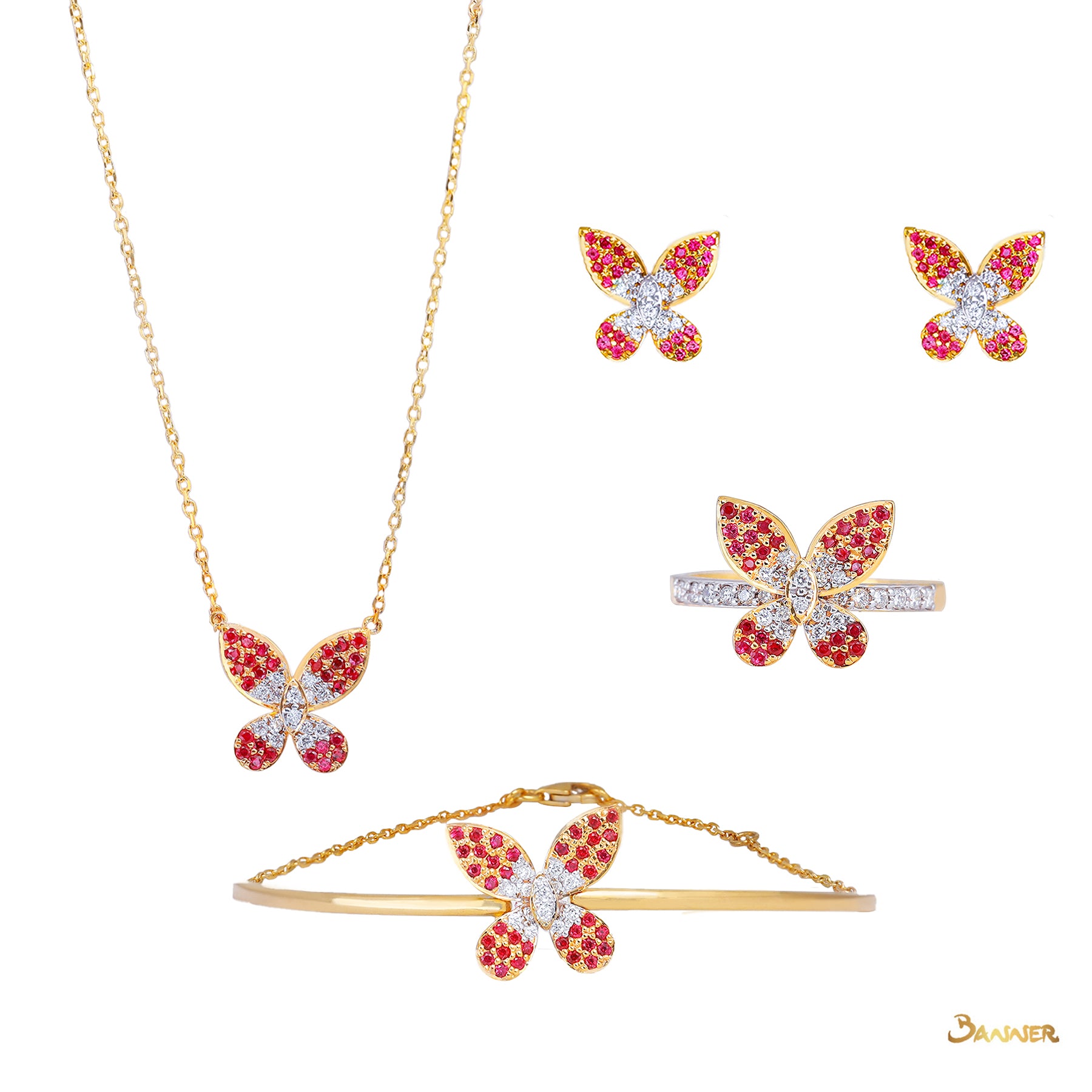 Ruby and Diamond Butterfly Set