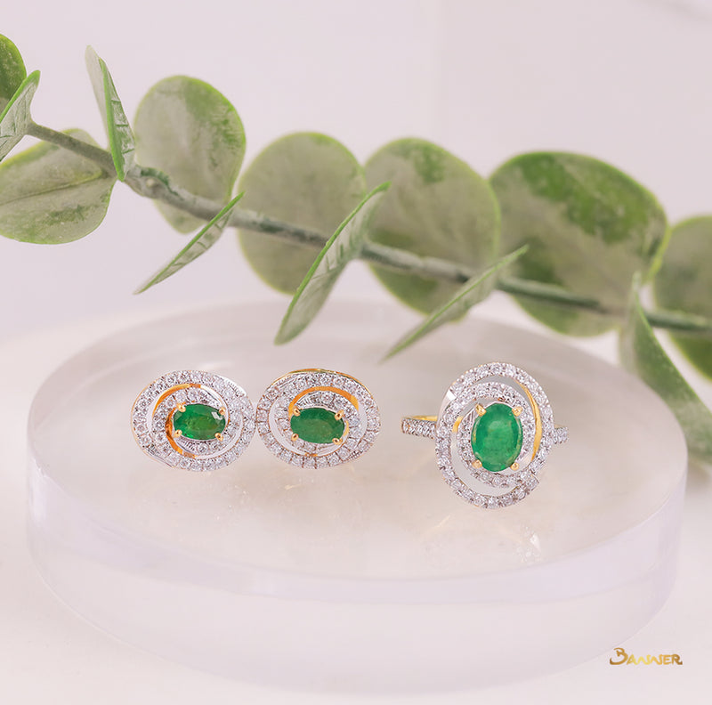 Emerald and Diamond Helix Earrings