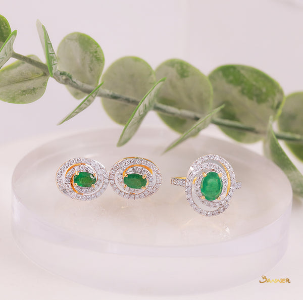 Emerald and Diamond Helix Set
