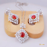 Ruby and Diamond Elegant Design Floral Set