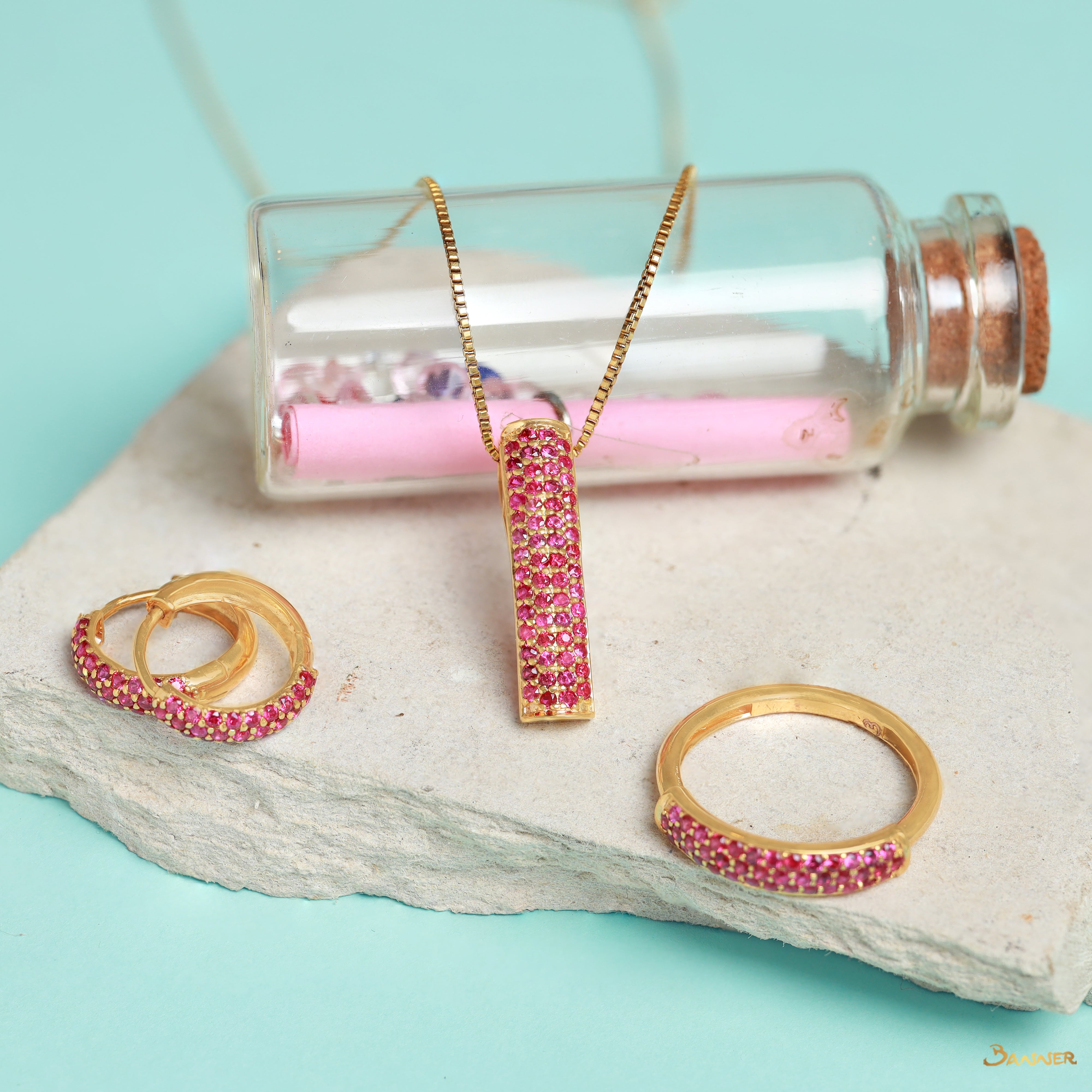 Ruby Pave Huggie Earrings