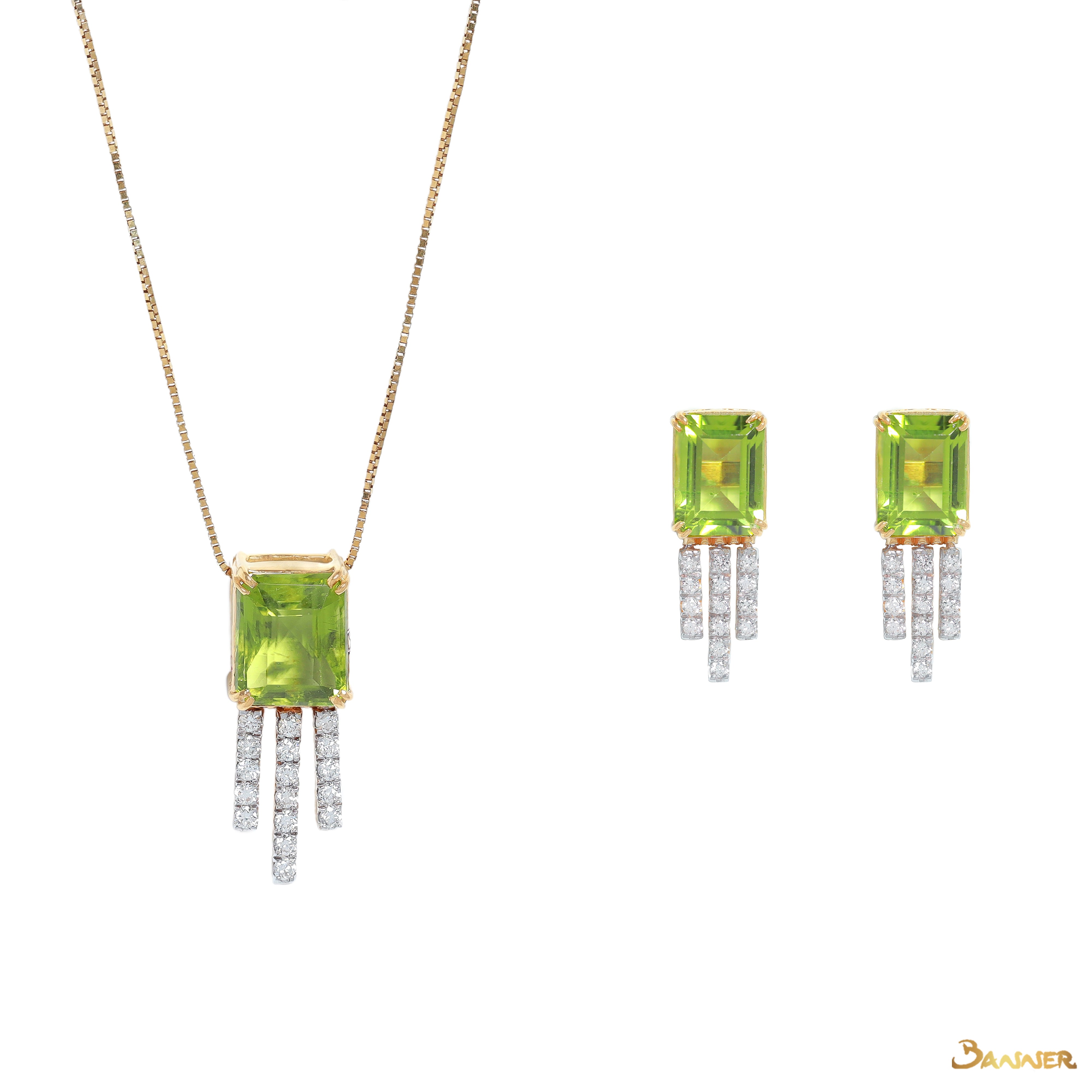 Peridot and Diamond Dangle Set