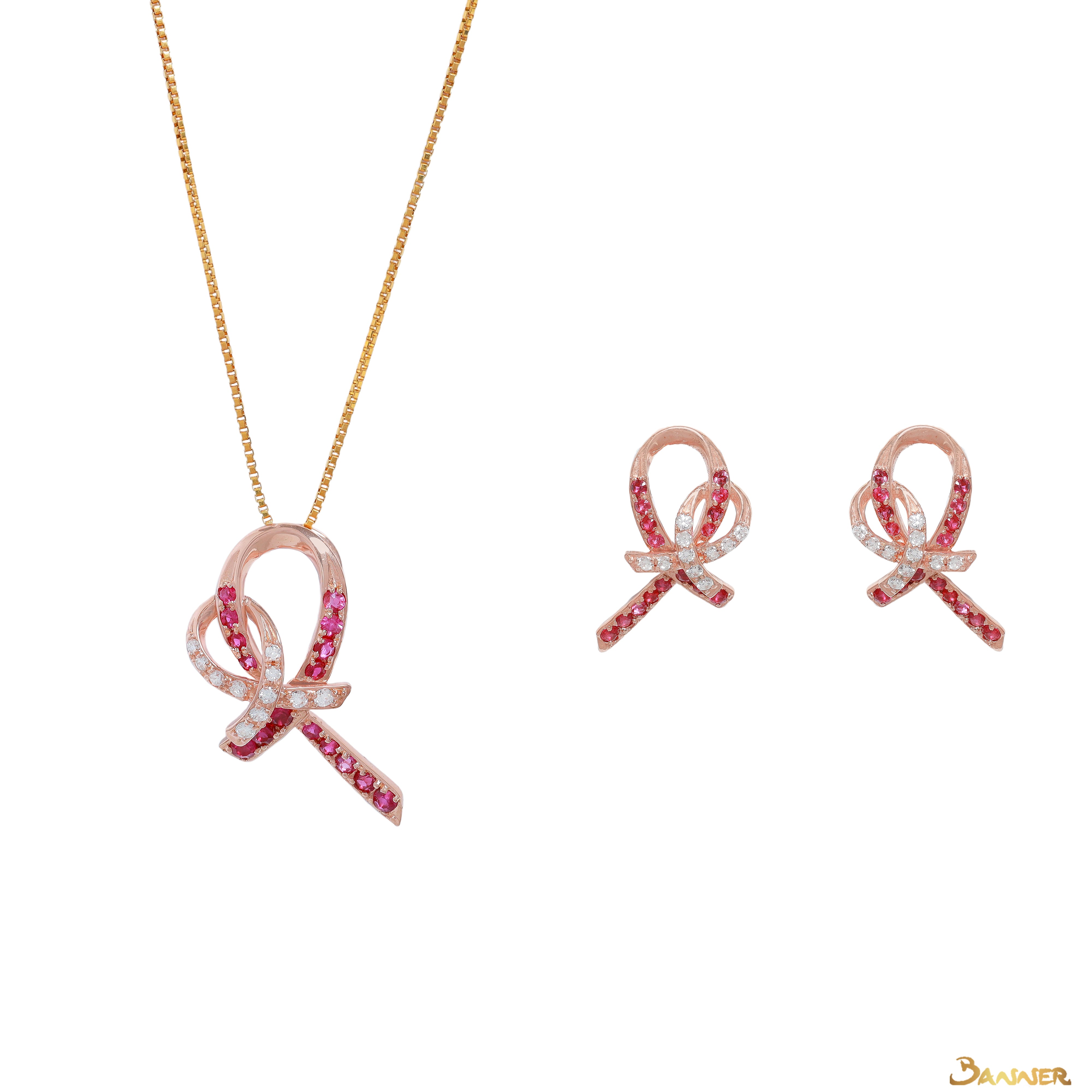 Ruby and Diamond Ribbon Set