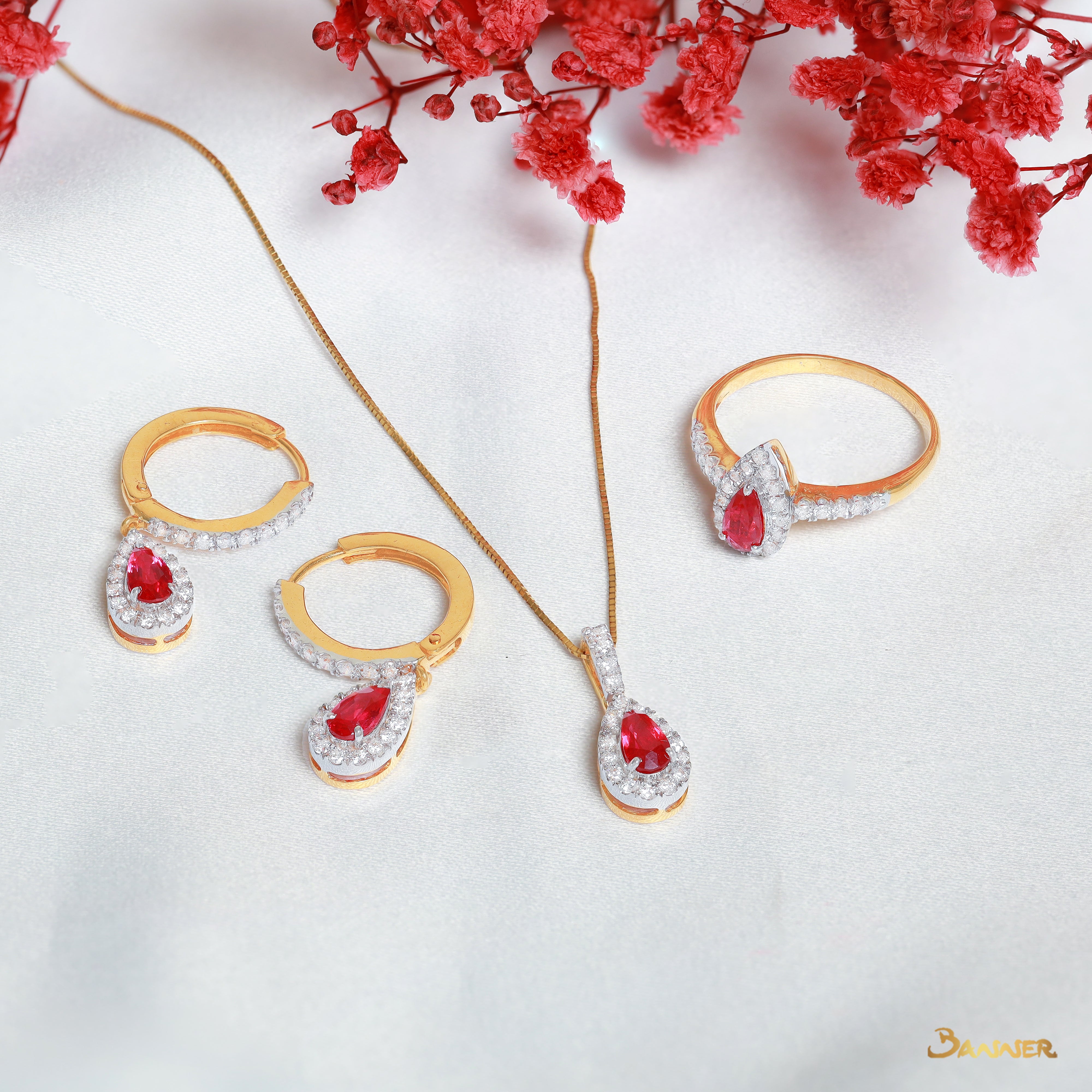 Ruby and Diamond Droplet Set