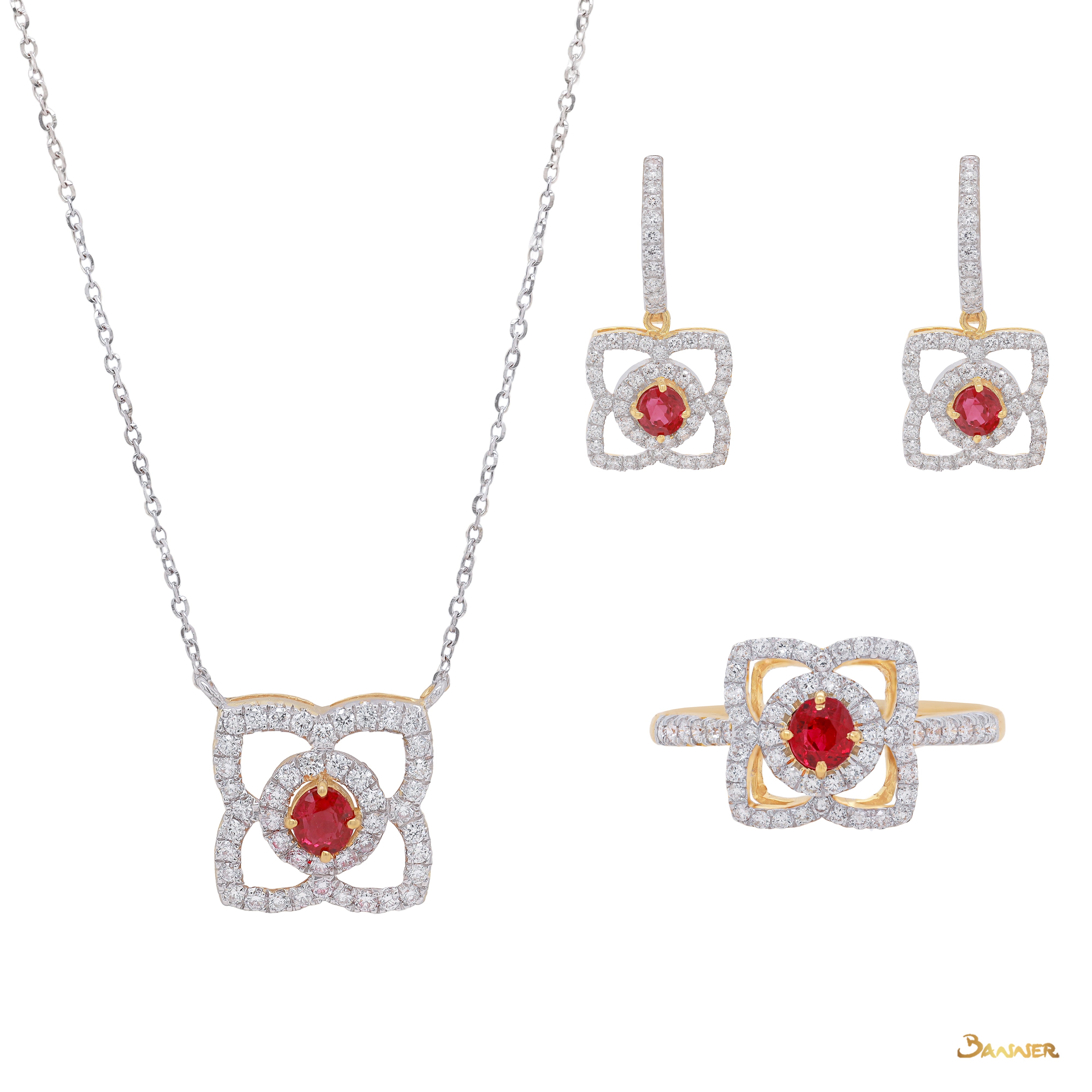 Ruby and Diamond Lotus Set