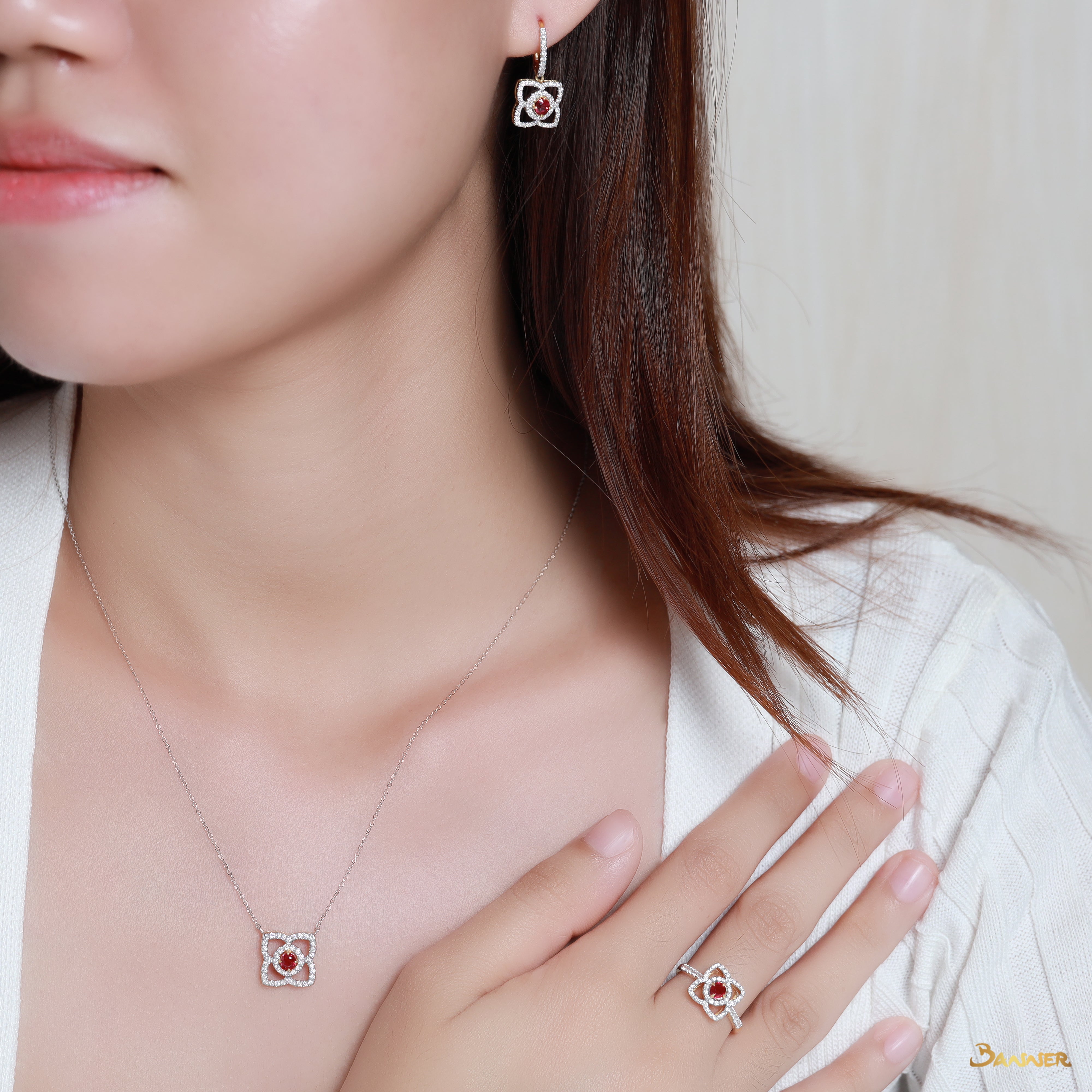 Ruby and Diamond Lotus Set