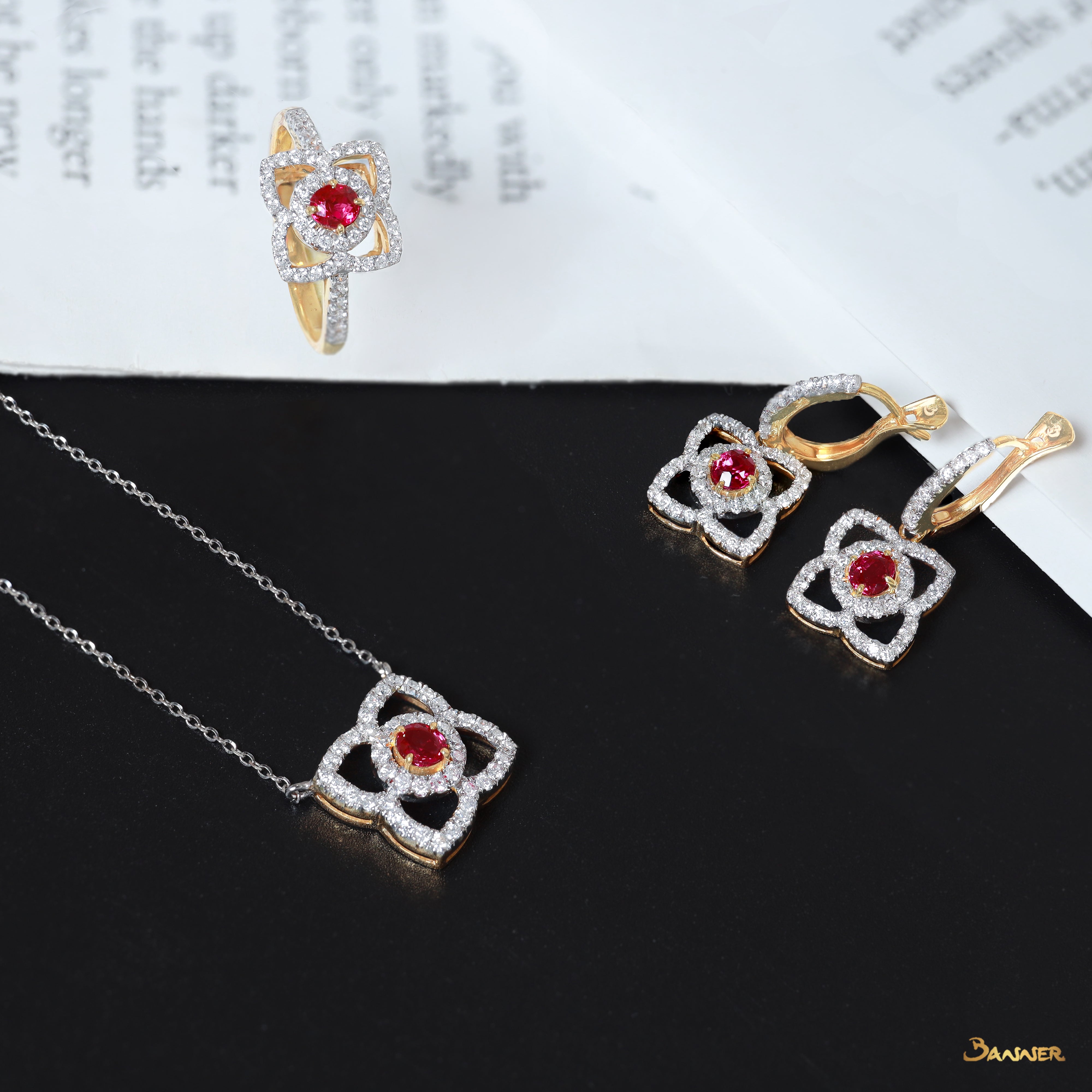 Ruby and Diamond Lotus Set