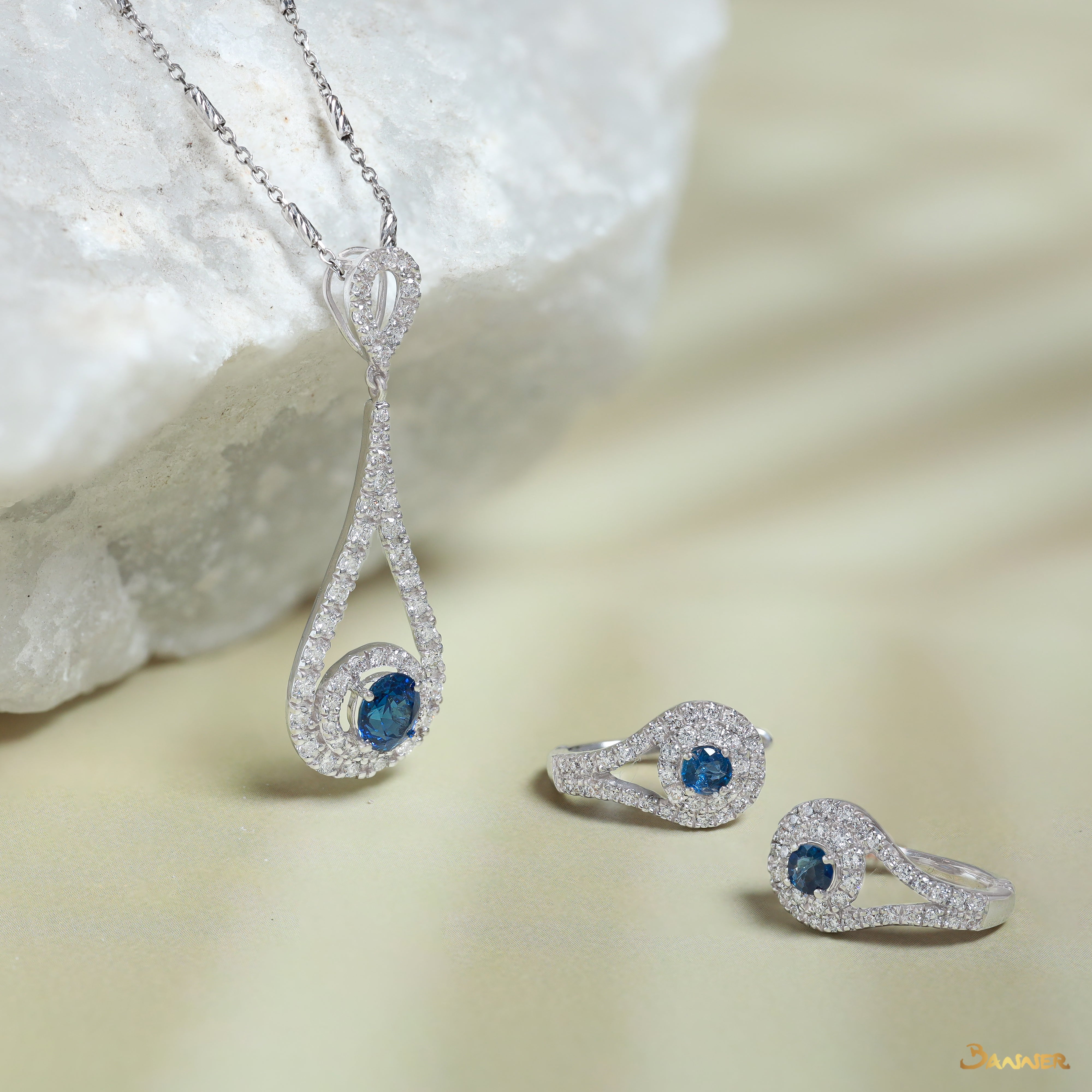 Sapphire and Diamond Drop Set