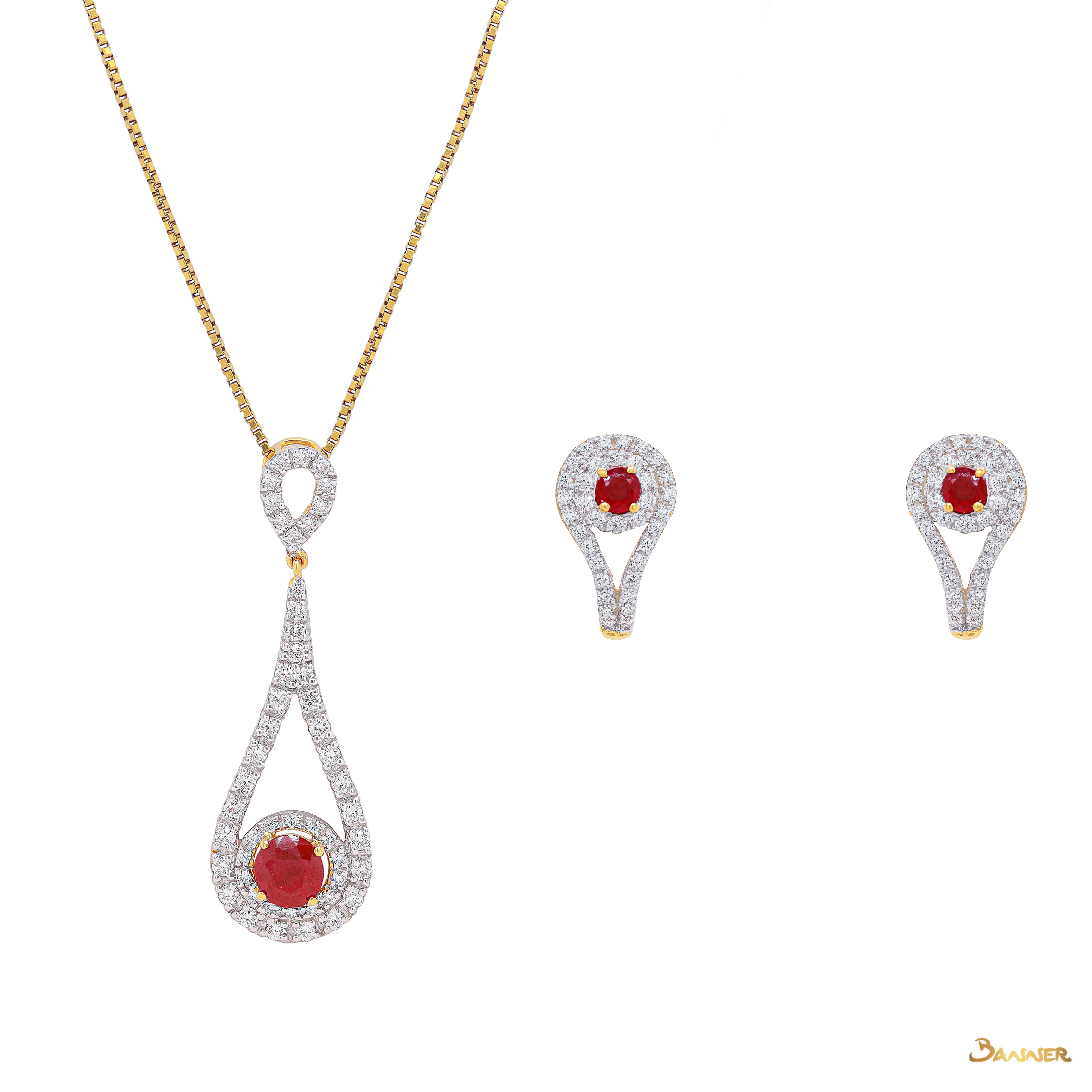 Ruby and Diamond Drop Set