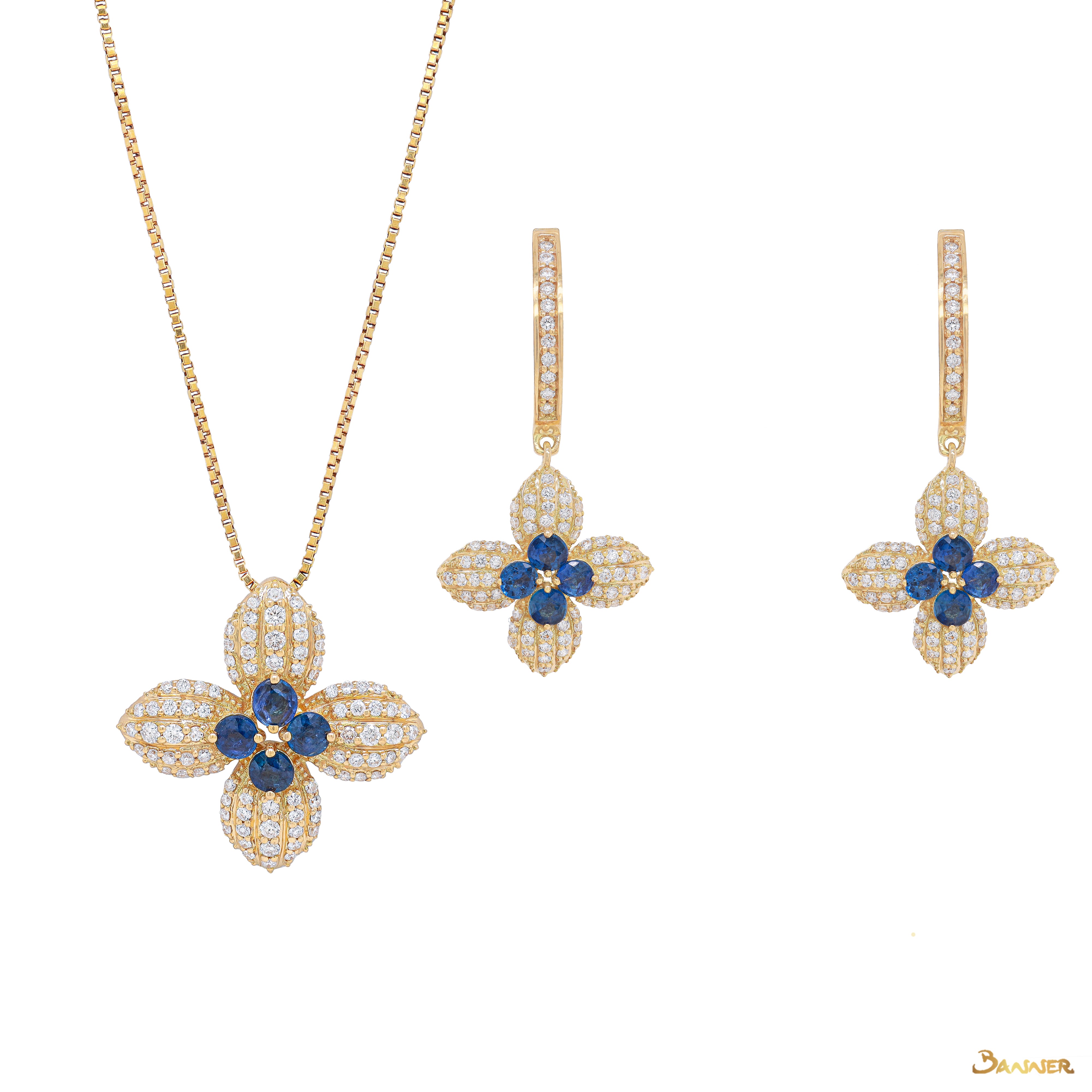 Sapphire and Diamond Lotus Set