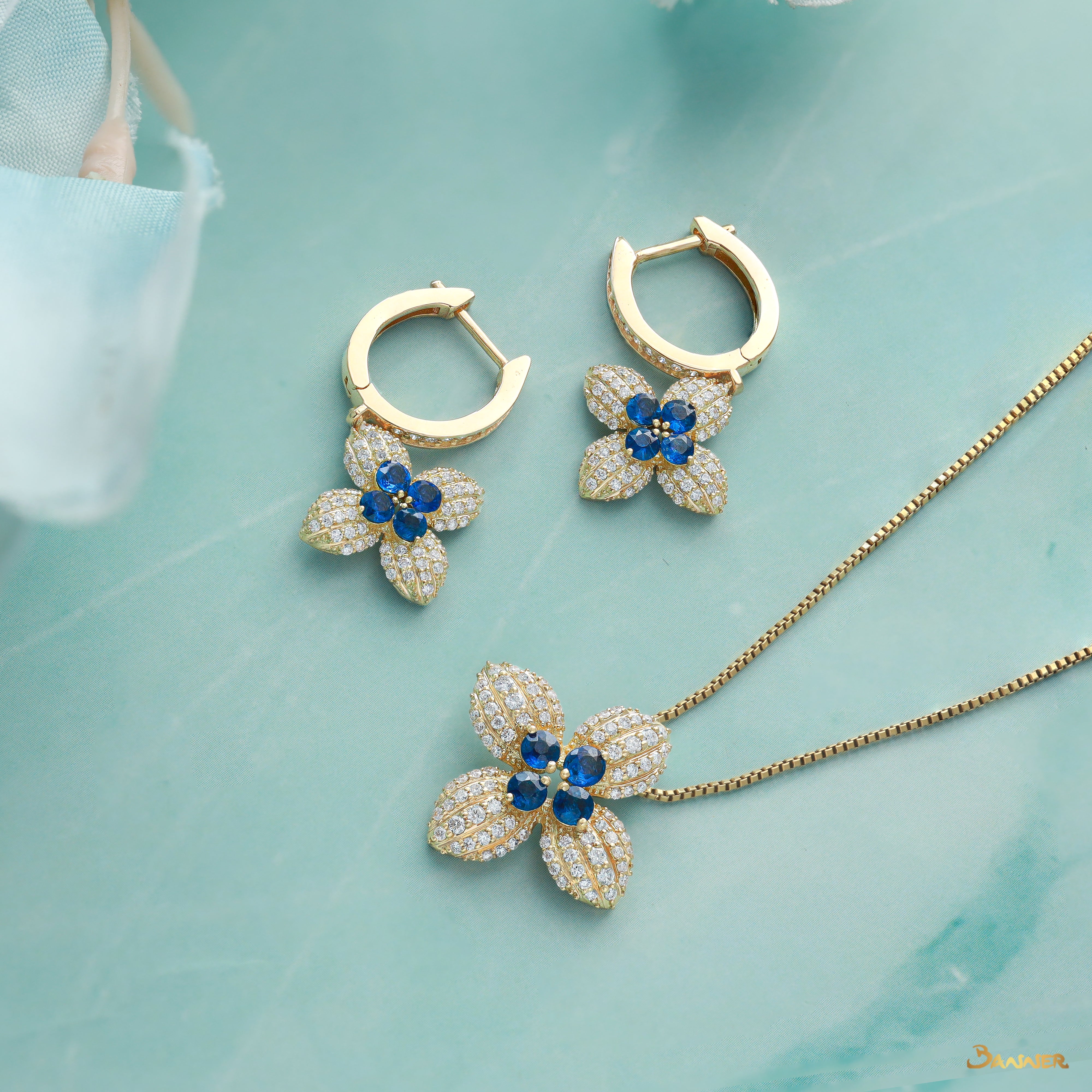 Sapphire and Diamond Lotus Set