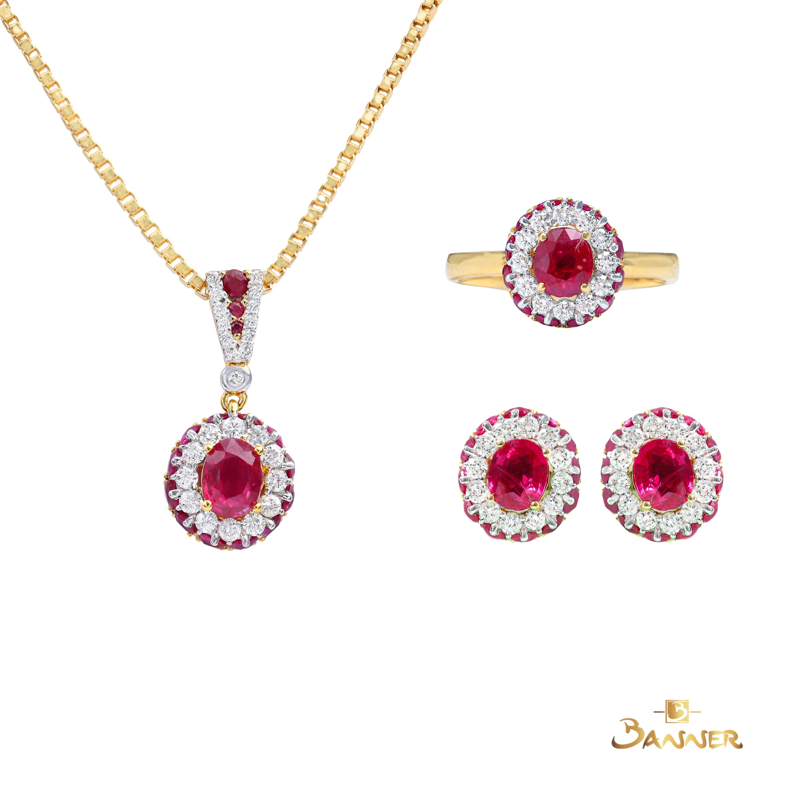 Ruby and Diamond Dahlia Set