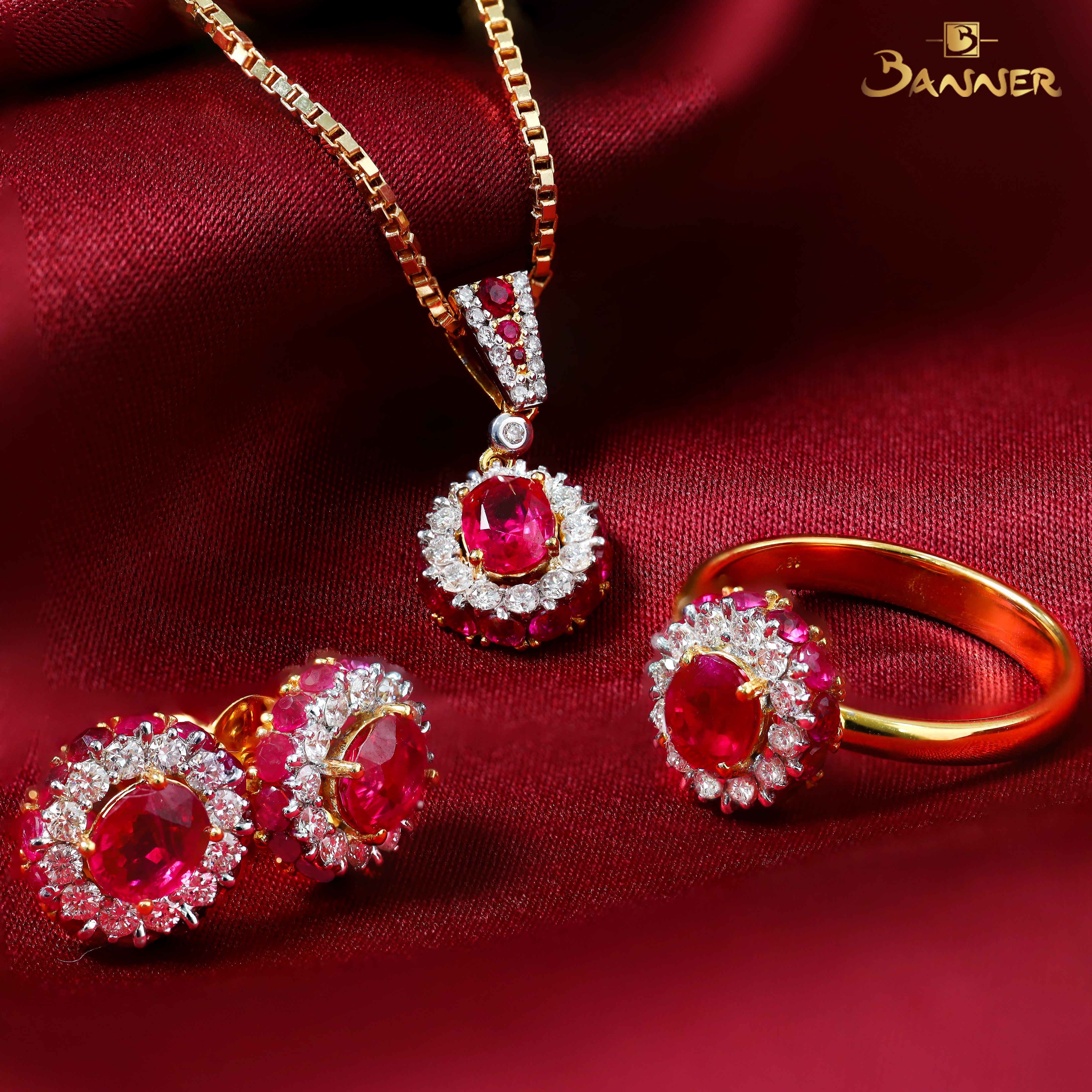 Ruby and Diamond Dahlia Set