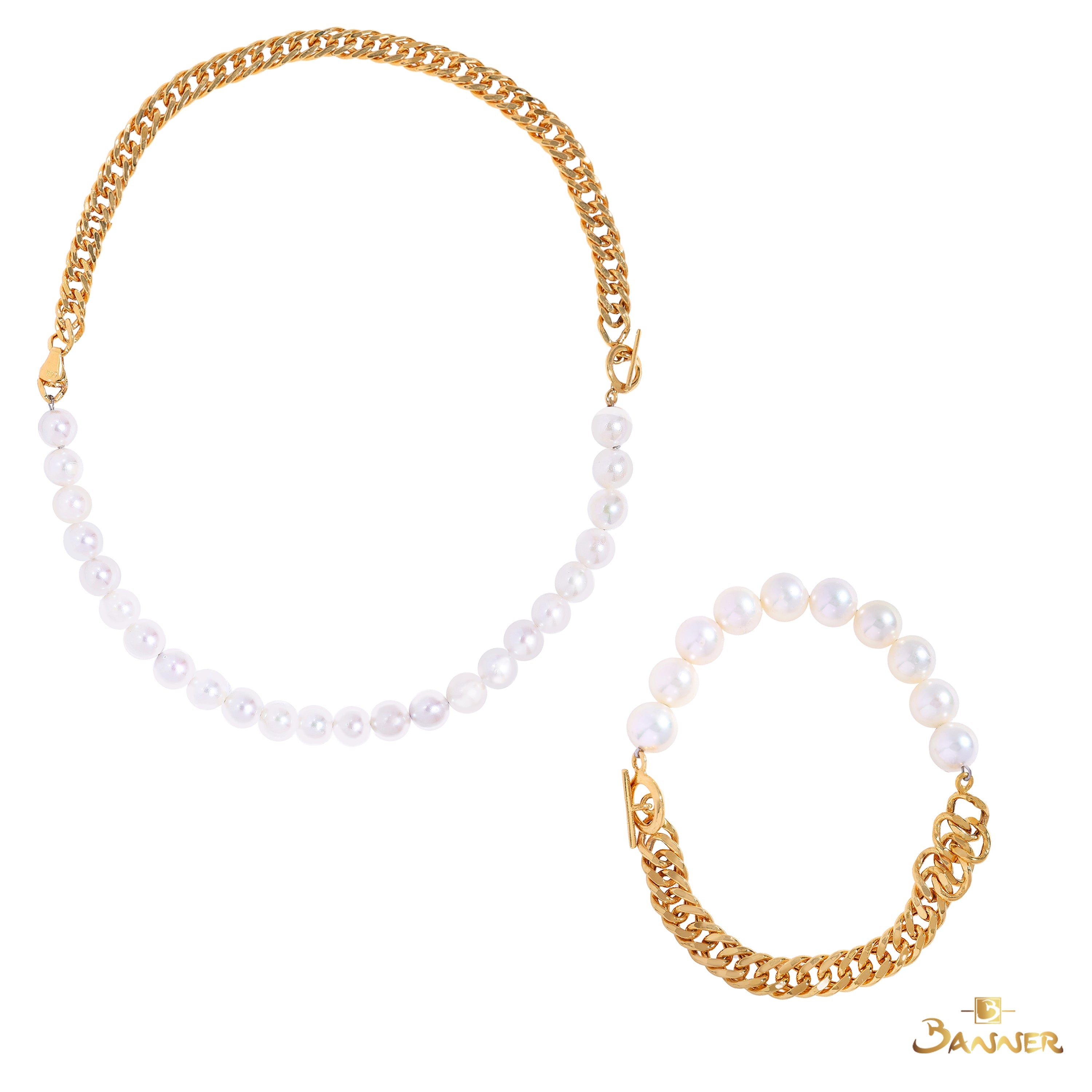 Pearl and Gold Chain Link Set