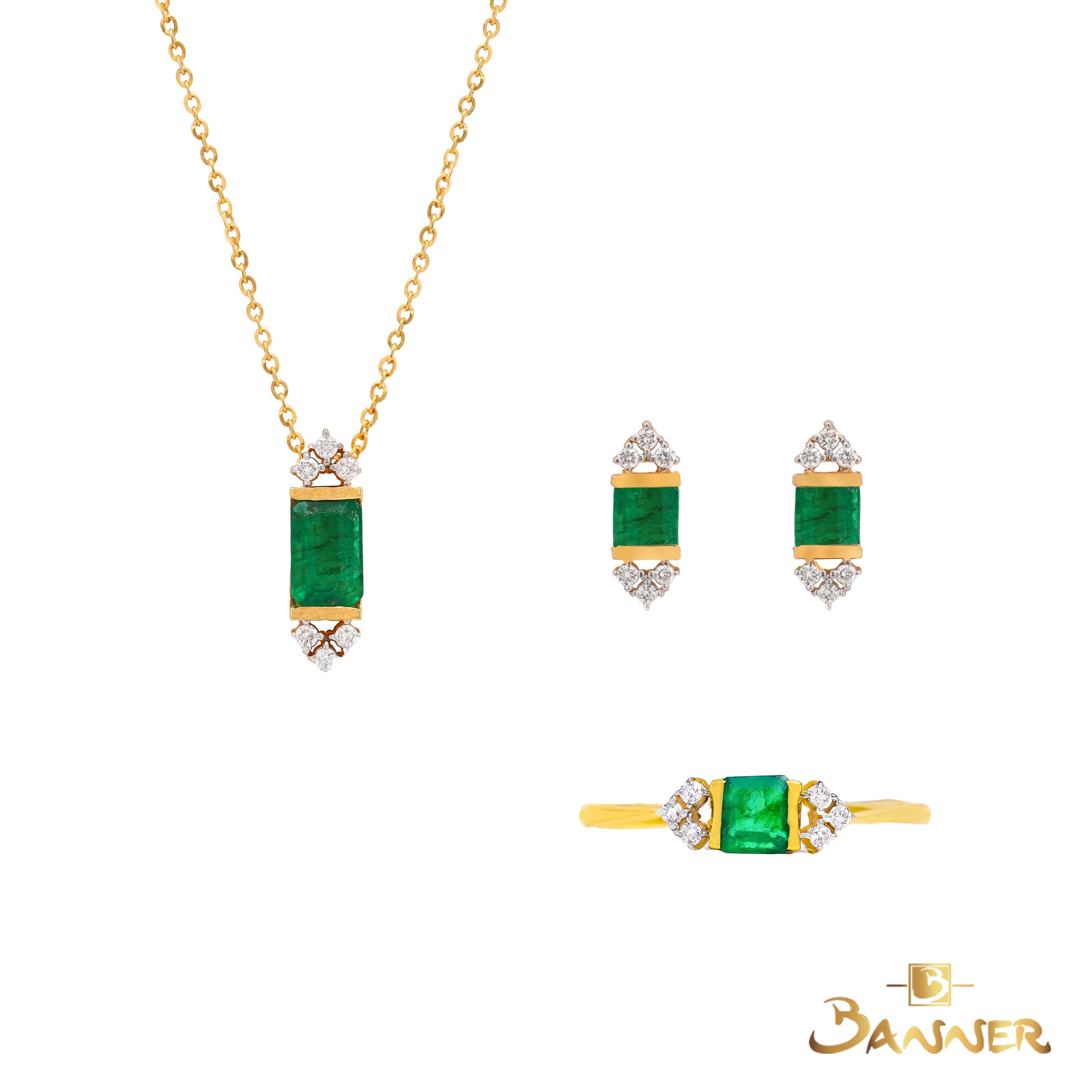 Emerald and Diamond Petite Set