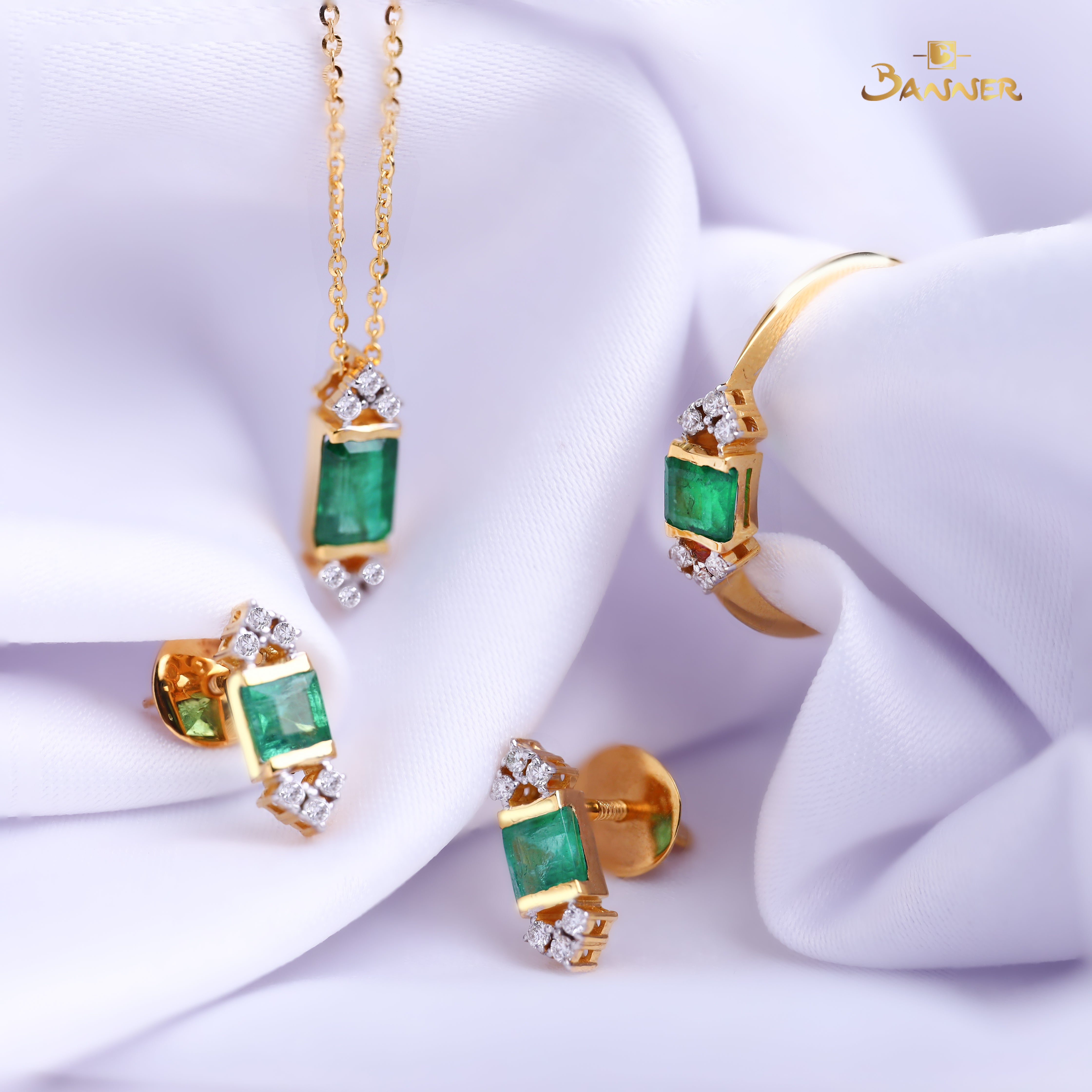 Emerald and Diamond Petite Set
