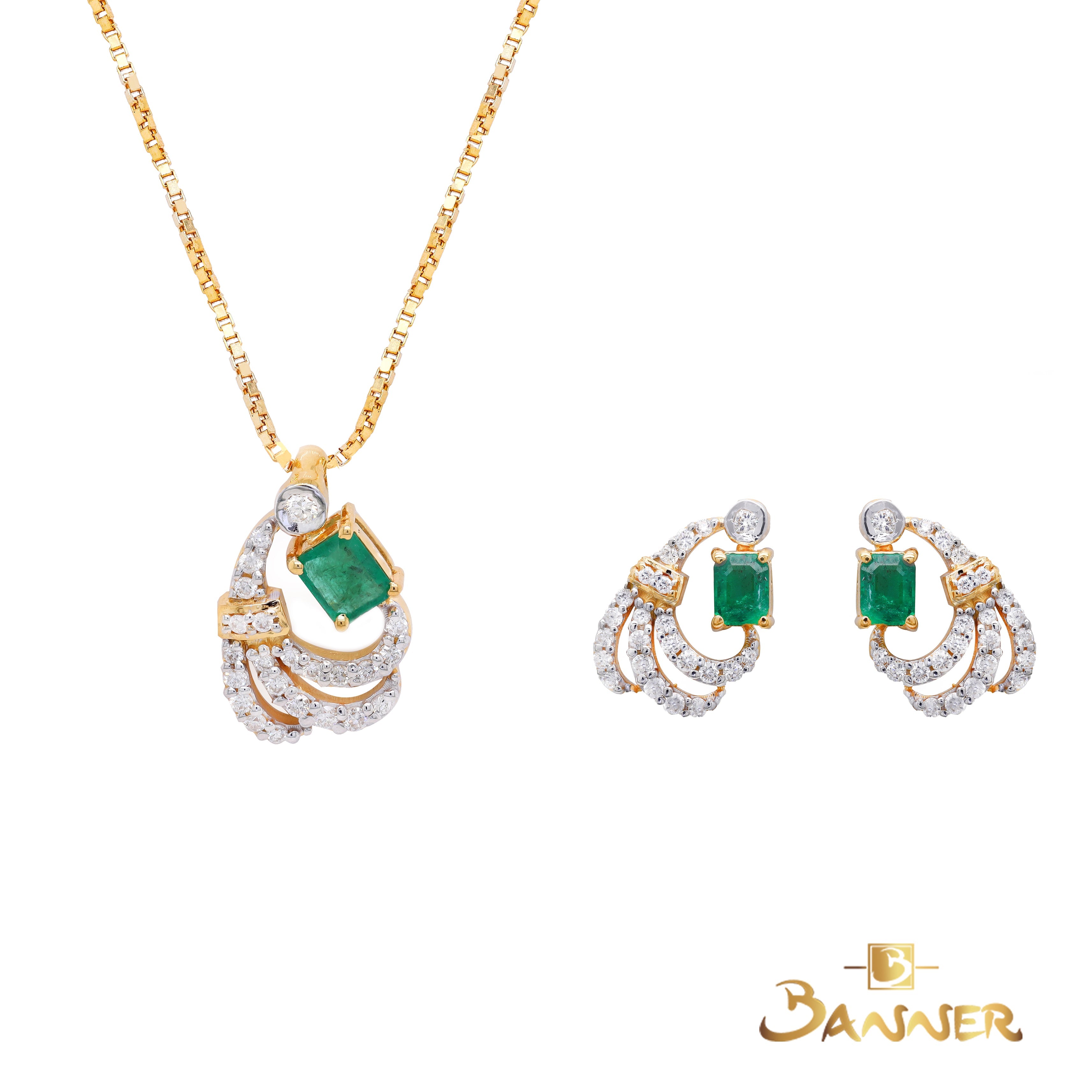 Emerald and Diamond Peacock Set