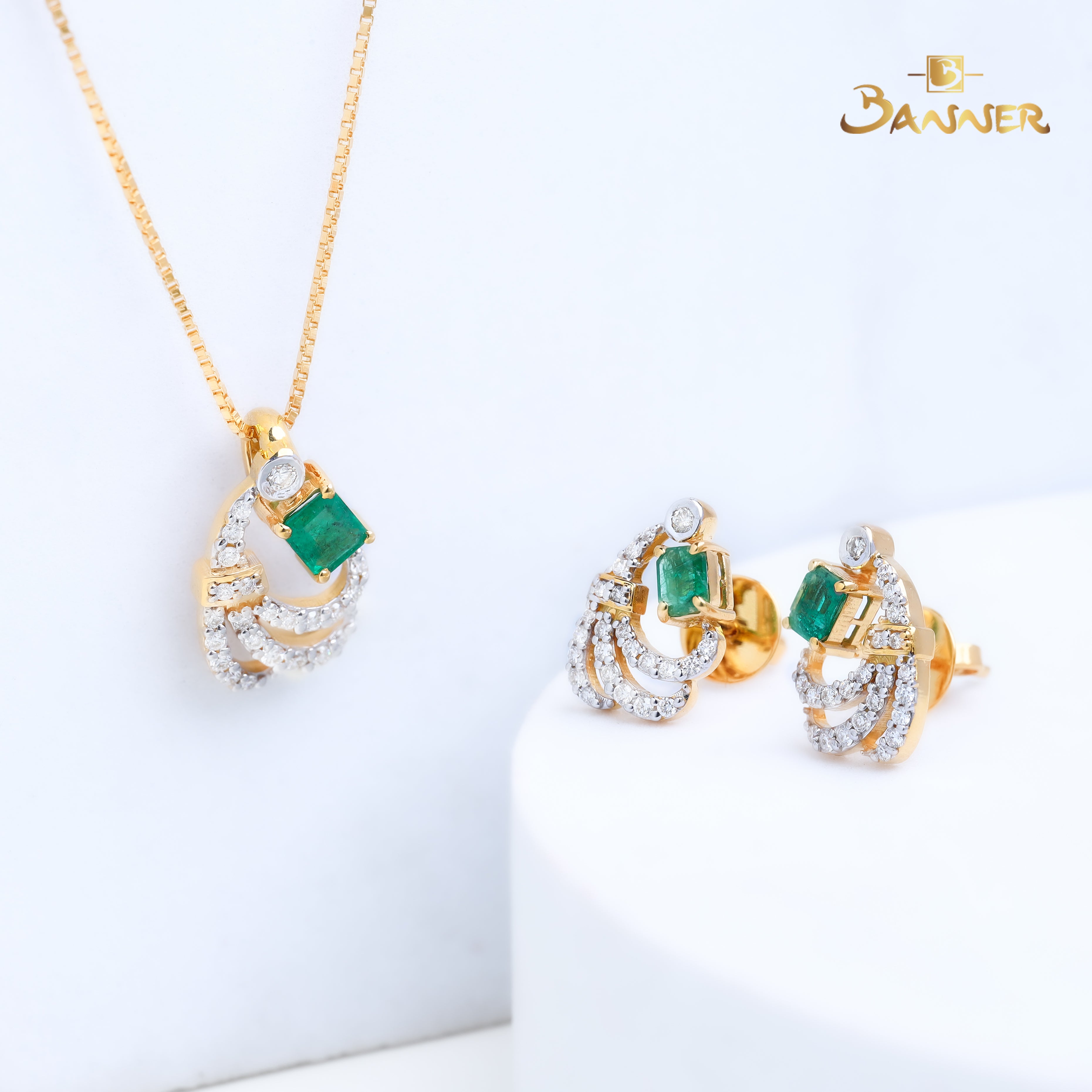 Emerald and Diamond Peacock Set
