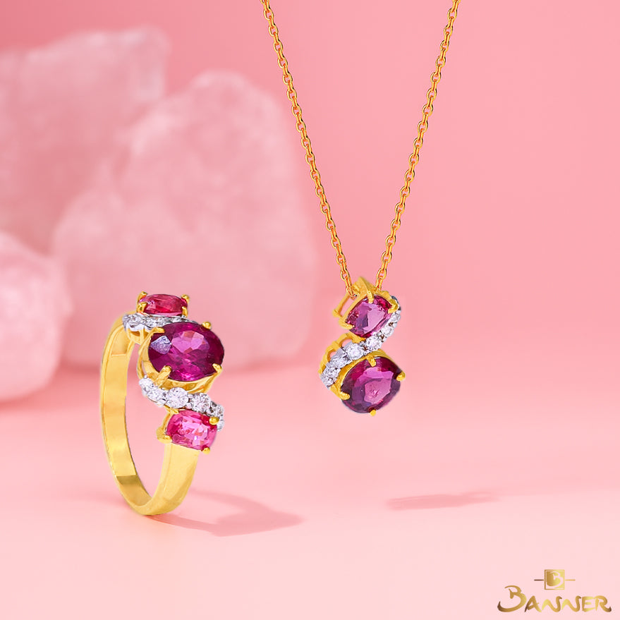 Pink Spinel and Diamond Twist Set