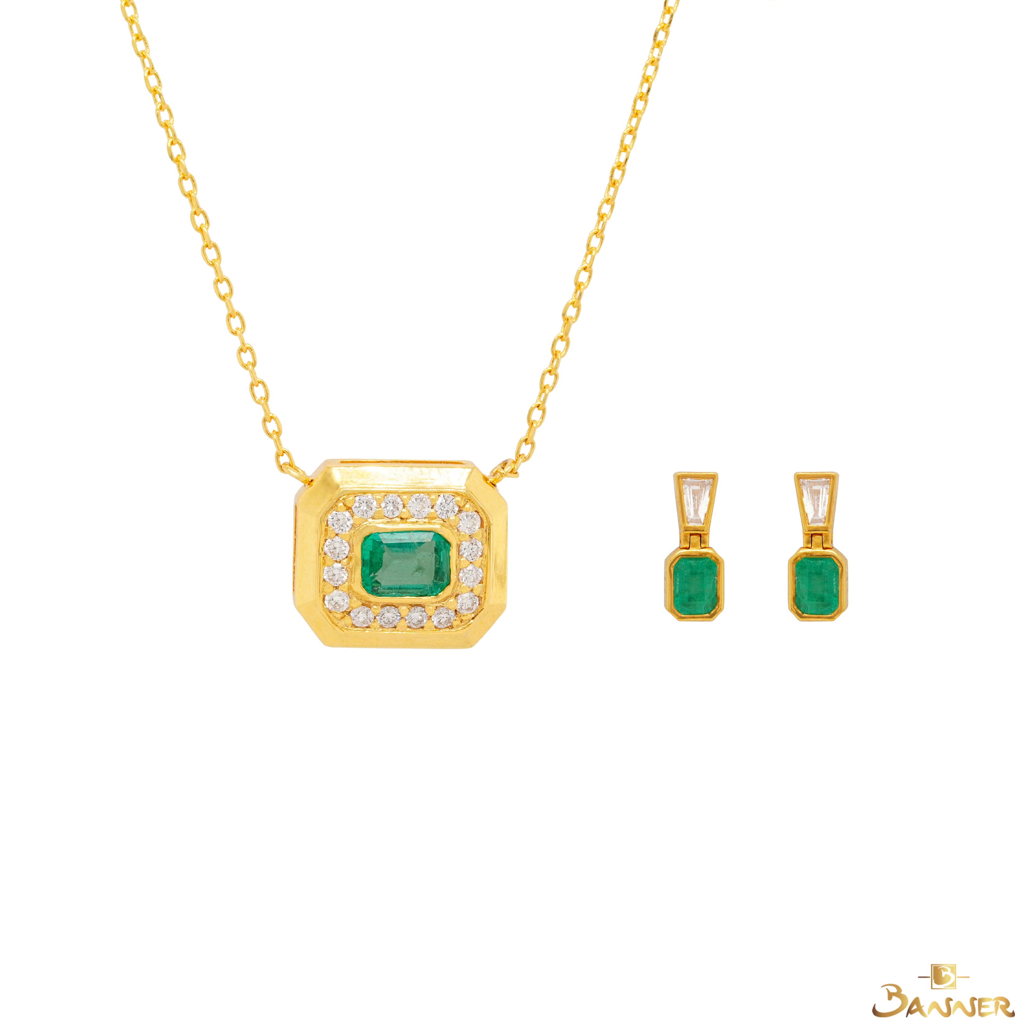 Emerald and Diamond Octagon Set