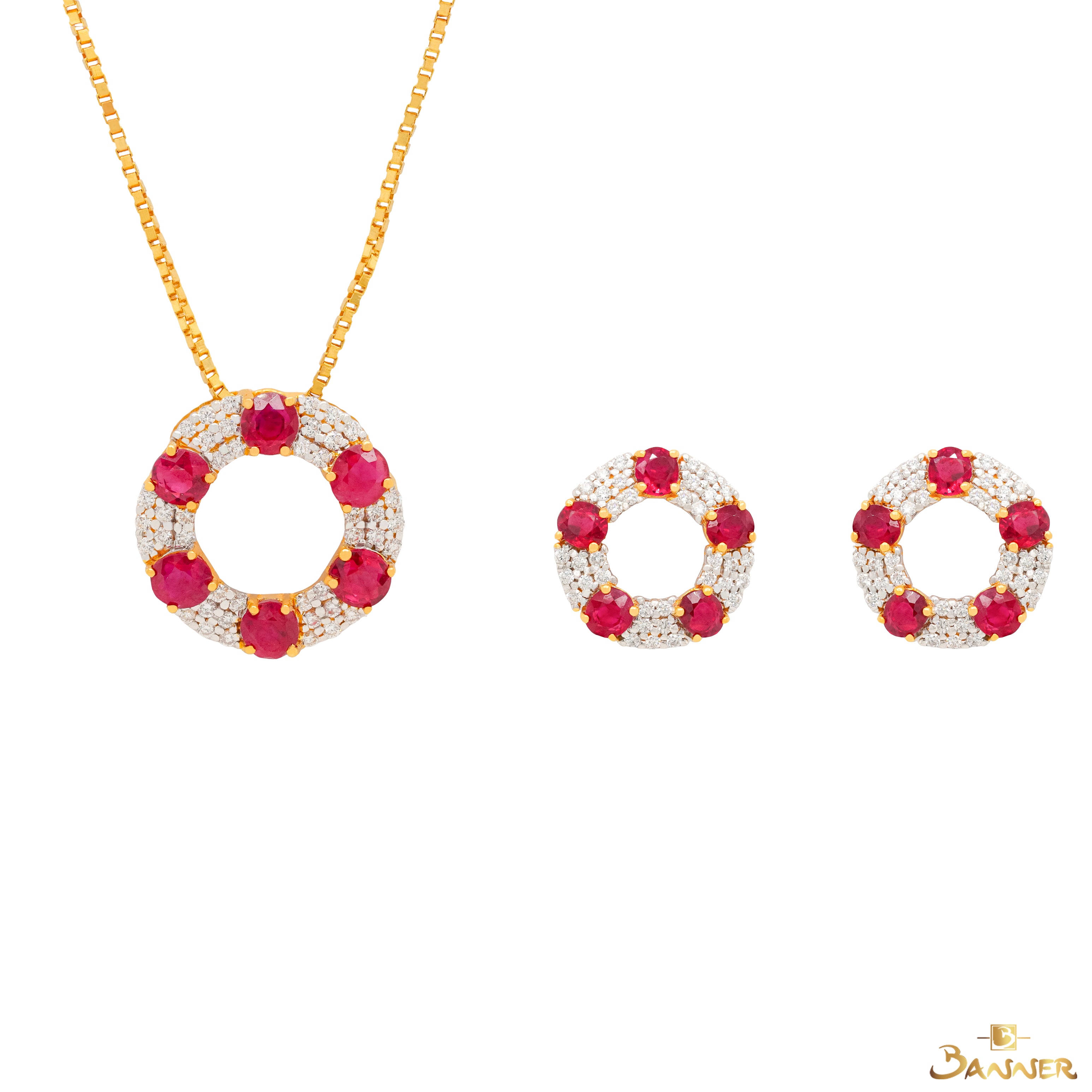 Ruby and Diamond Circle Set