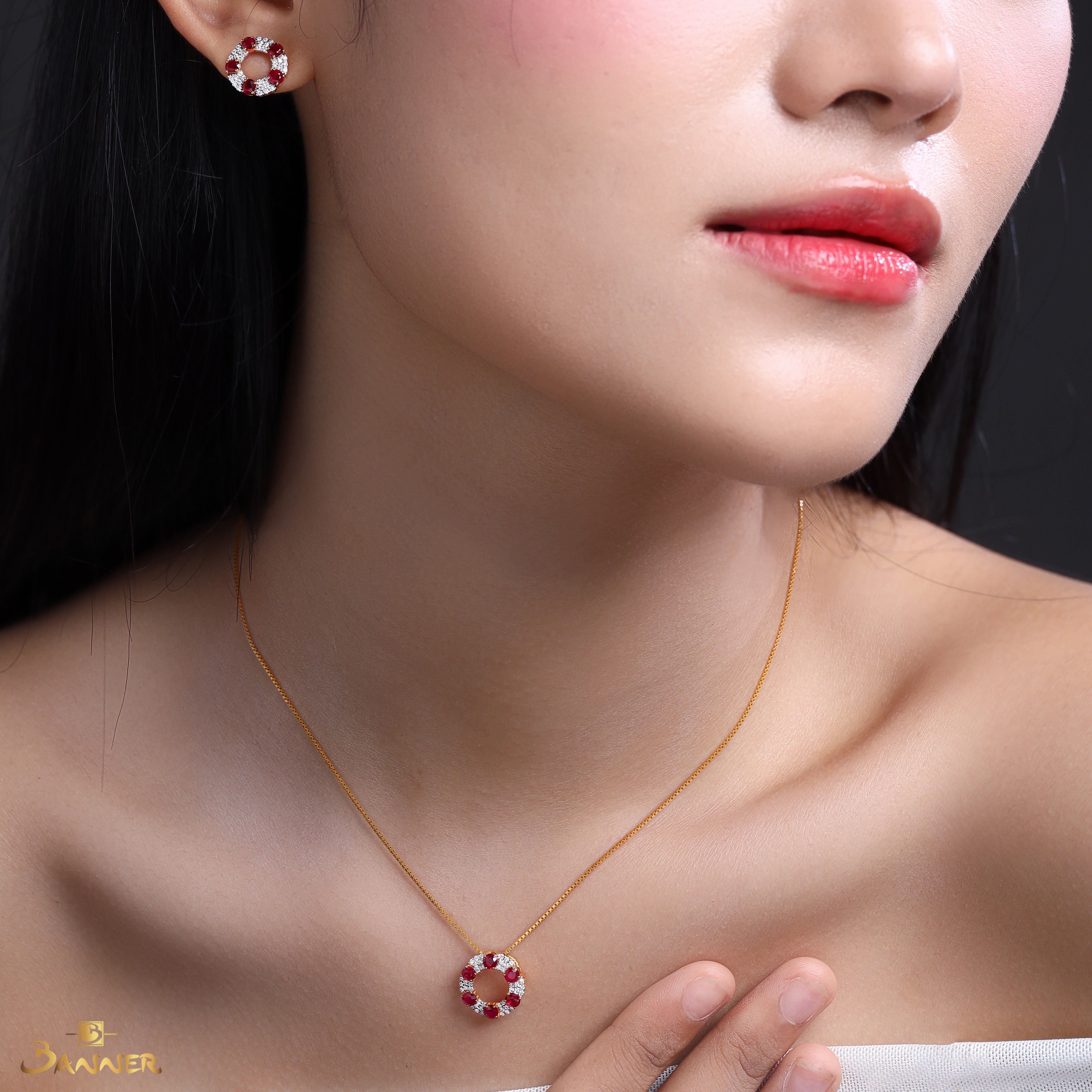 Ruby and Diamond Circle Set
