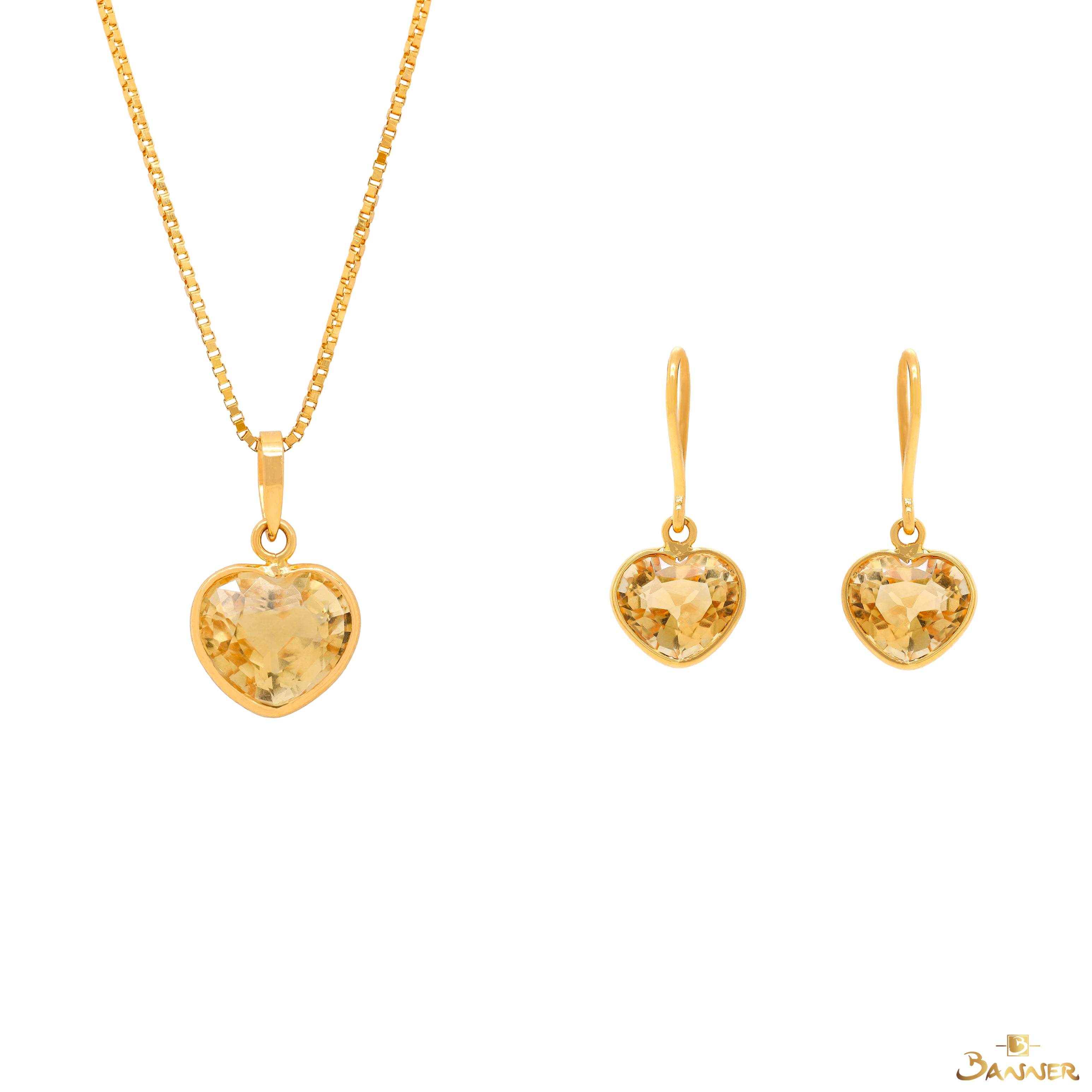 Citrine Heart Dangle Set