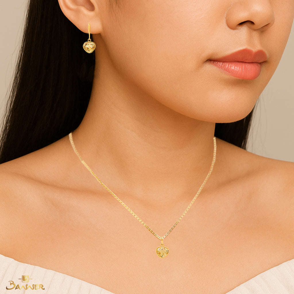 Citrine Heart Dangle Set