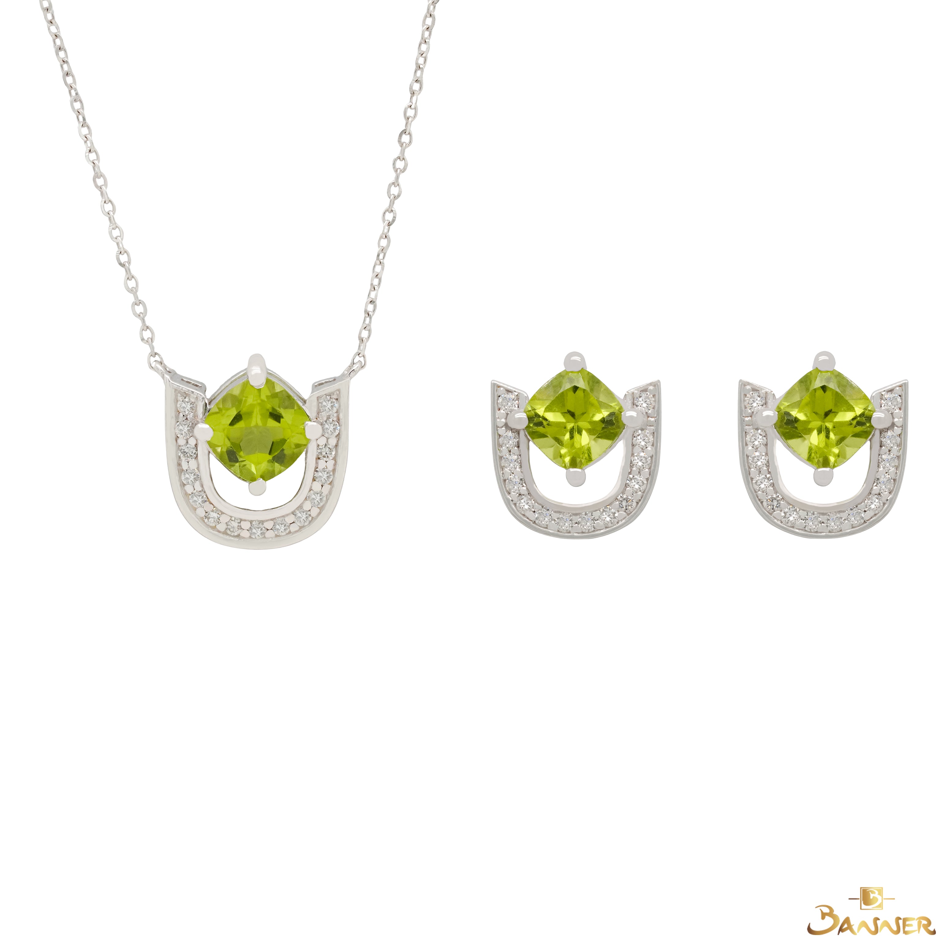 Peridot and Diamond Hope's Halo Set