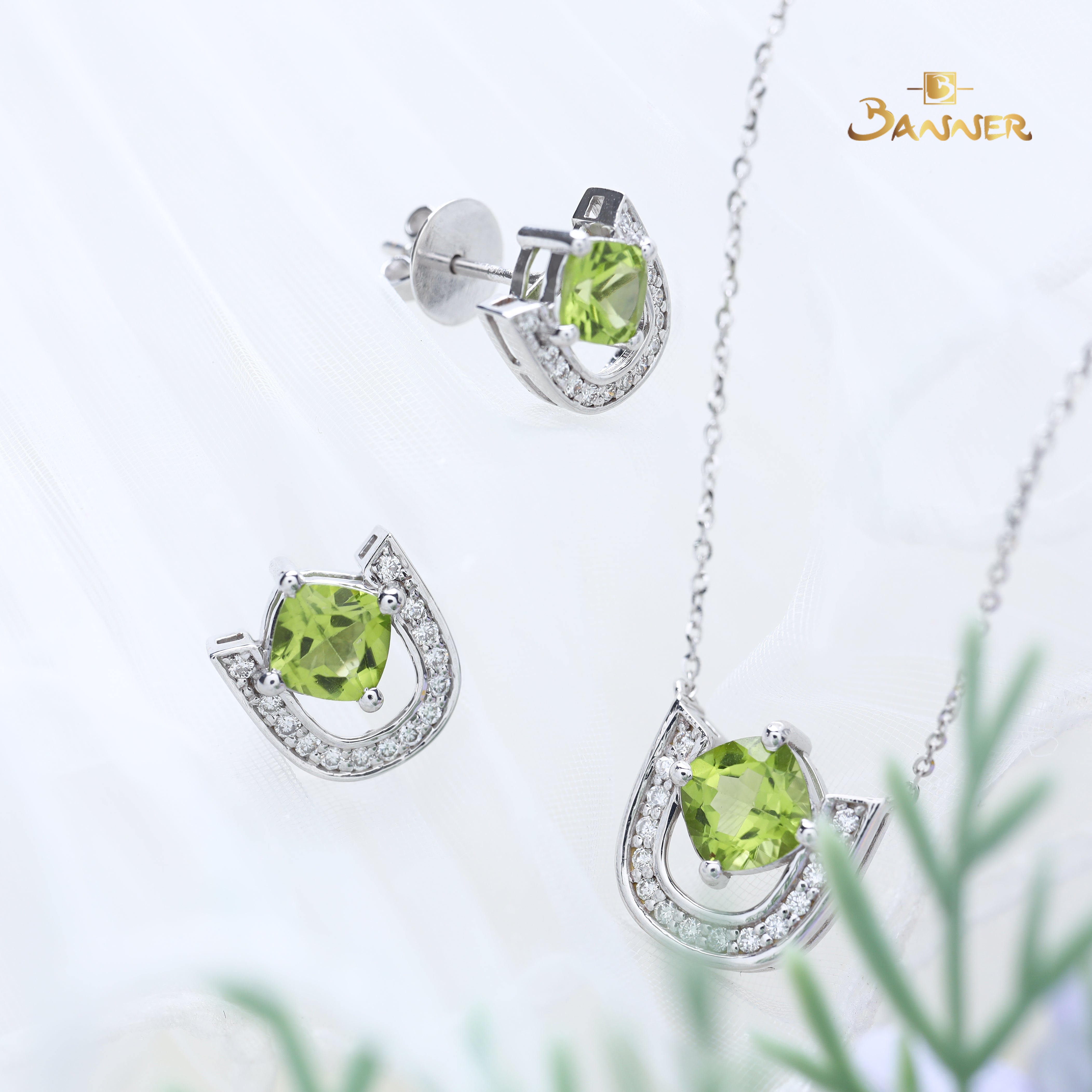 Peridot and Diamond Hope's Halo Set