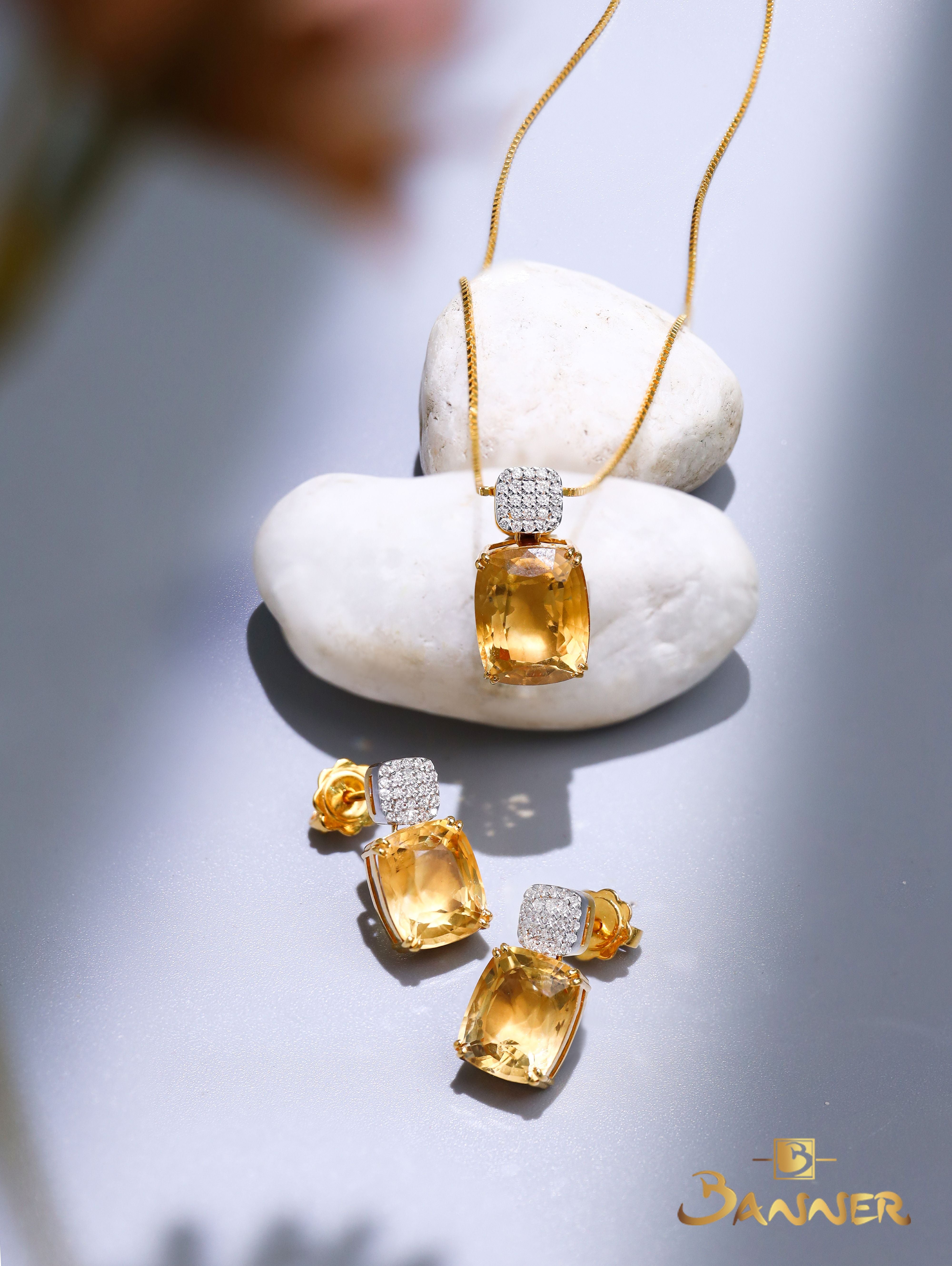 Citrine and Diamond Set