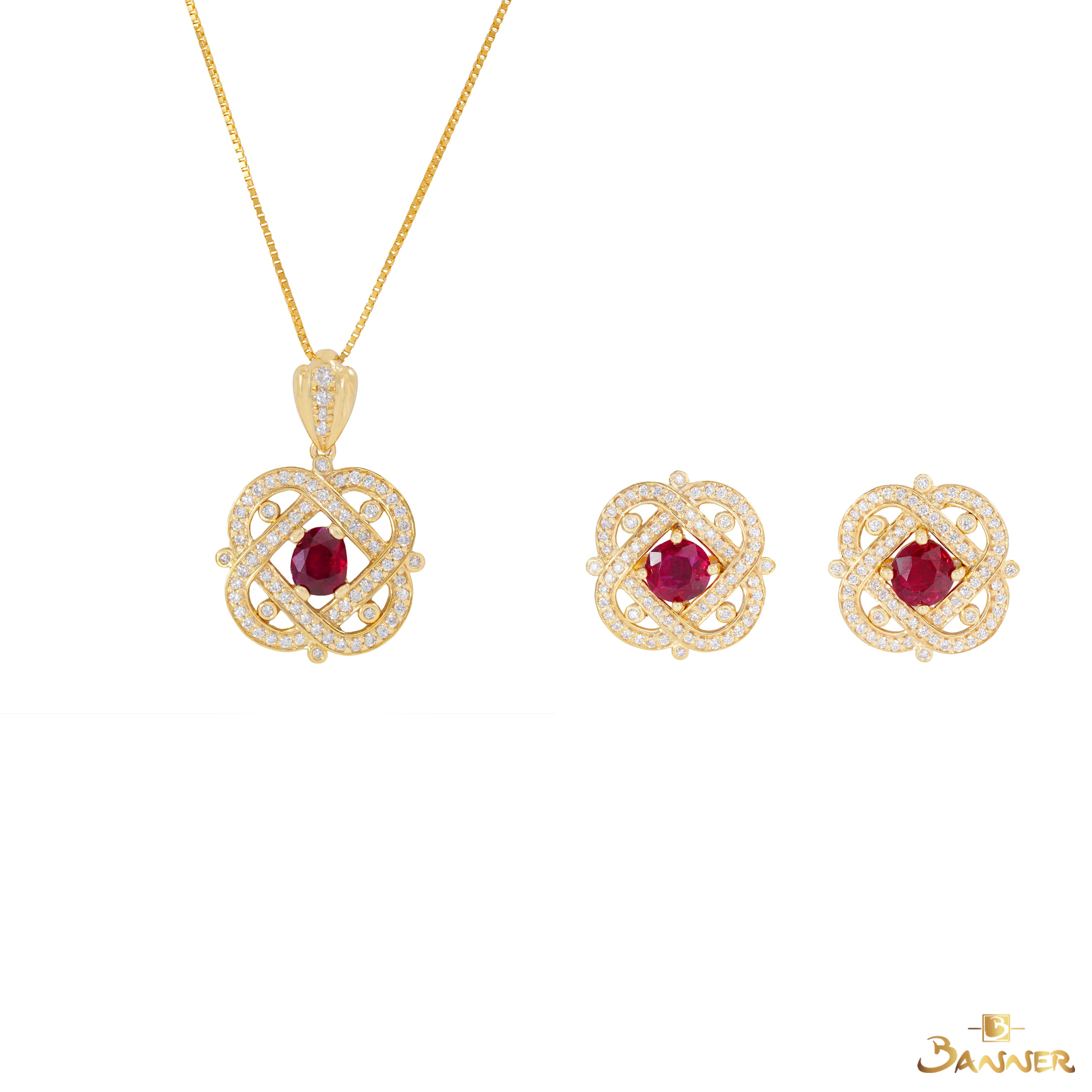 Ruby and Diamond Knot Set